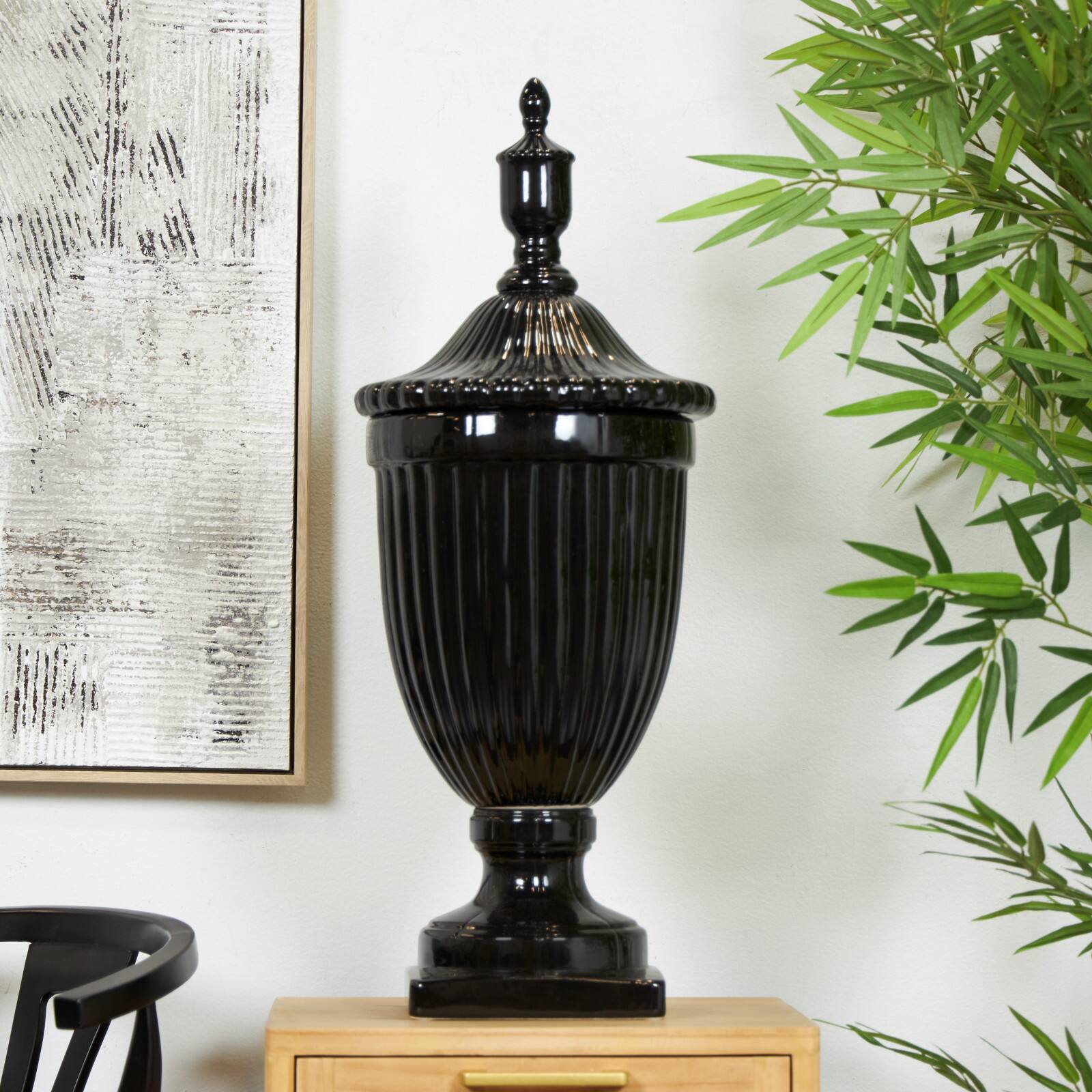 Black Ceramic Decorative Jar