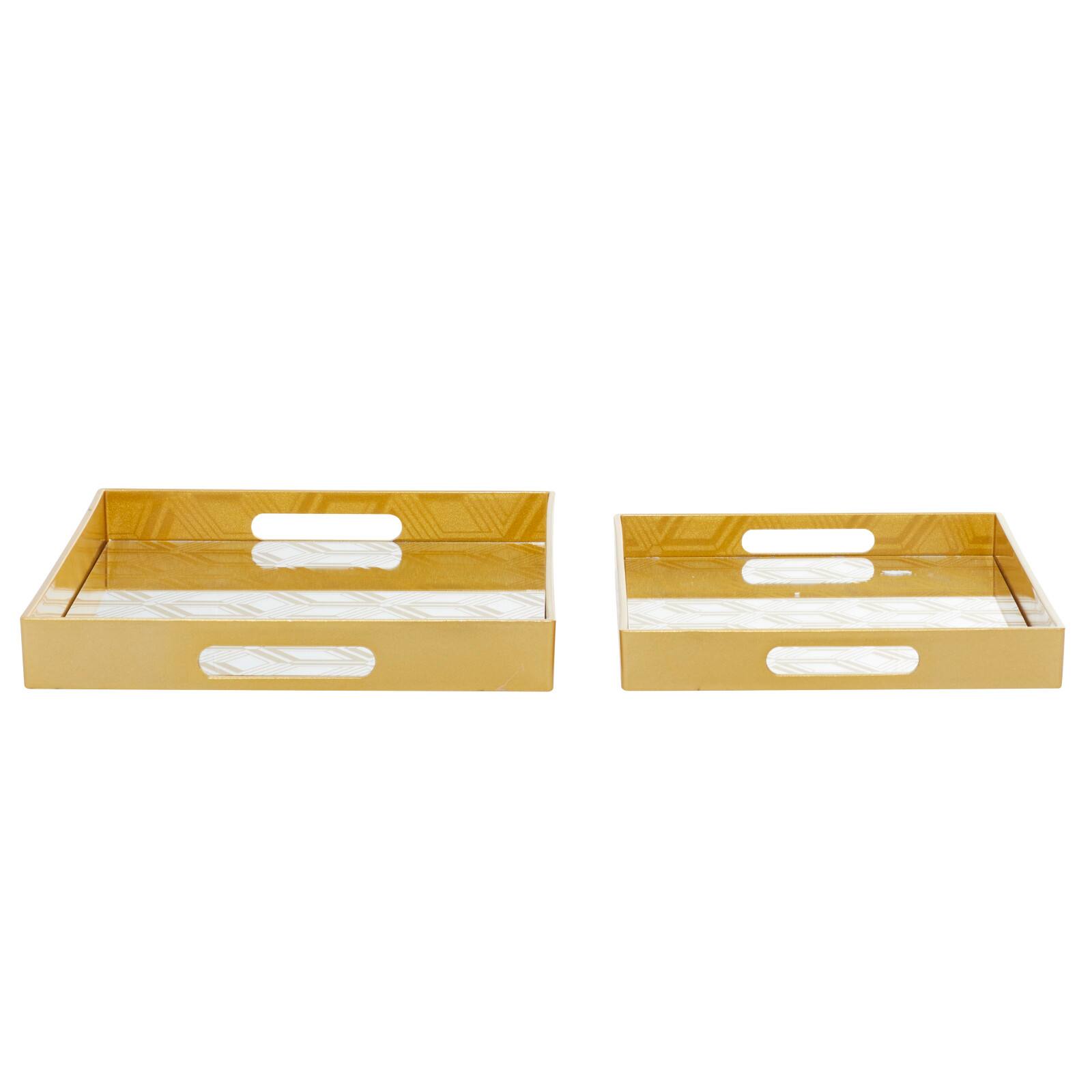 CosmoLiving by Cosmopolitan Gold Plastic Glam Tray Set