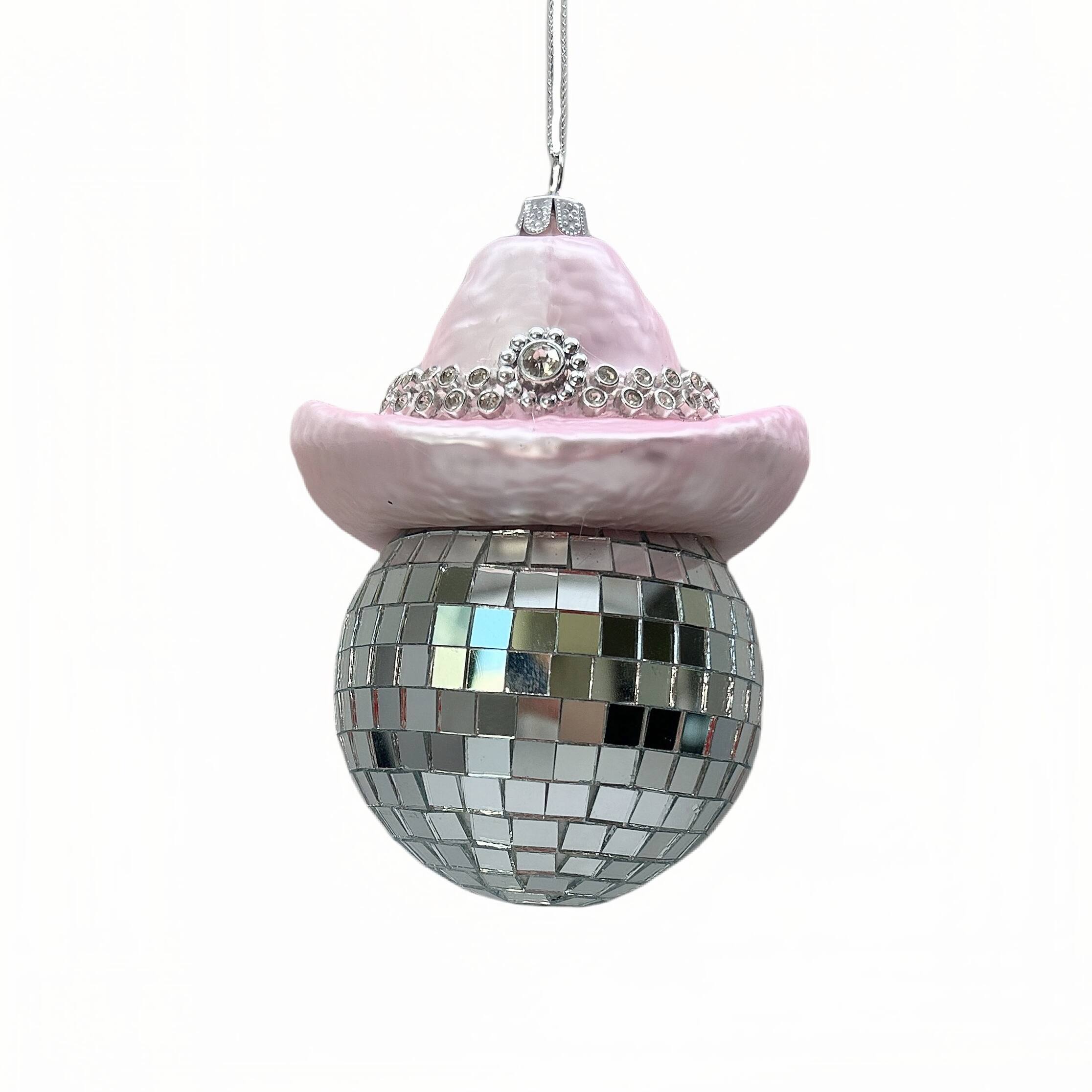 4.5&#x22; Disco Ball with Pink Hat Ornament by Ashland&#xAE;