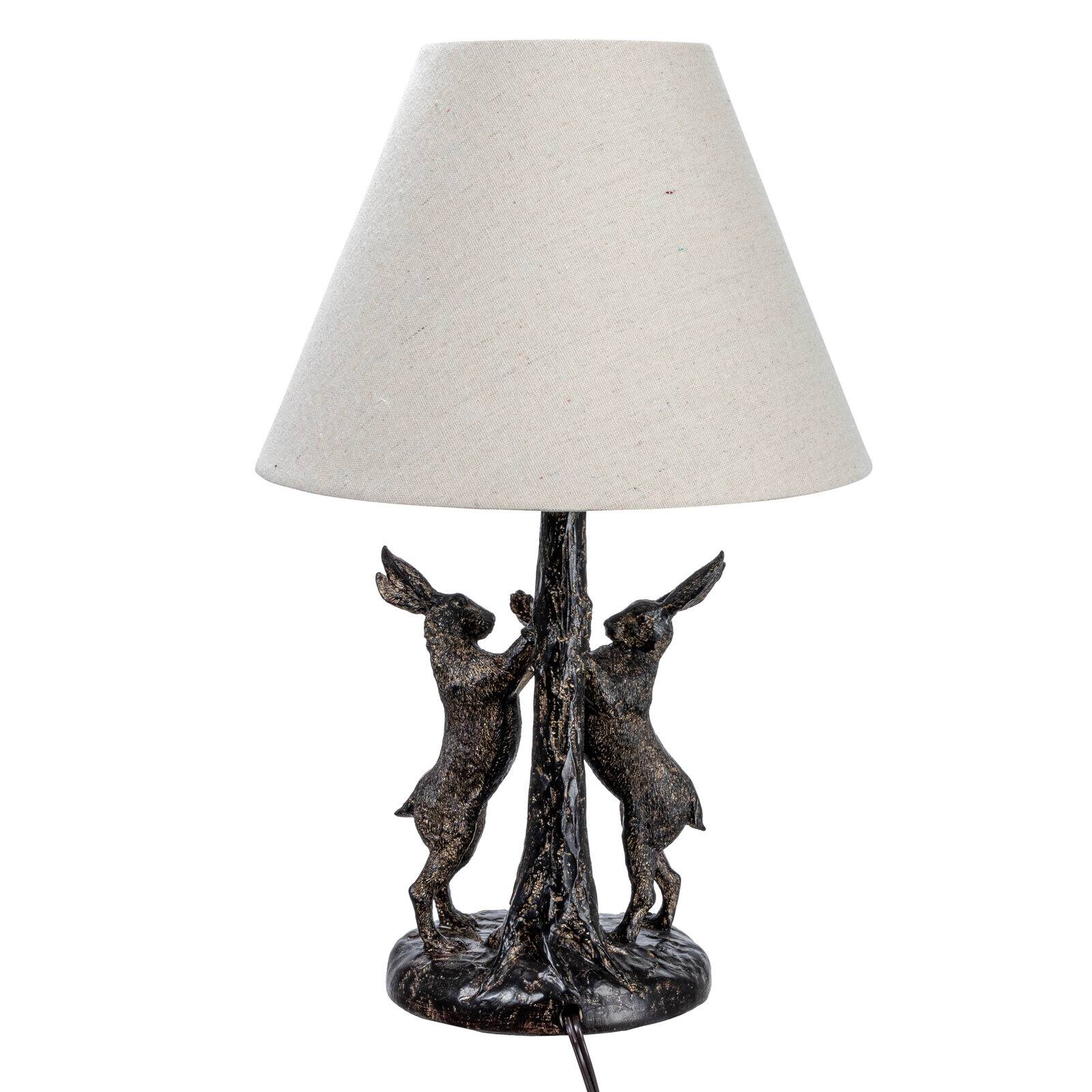 Hello Honey® 18.5" Brown & Natural Bunny Rabbit Table Lamp with Linen Empire Shade