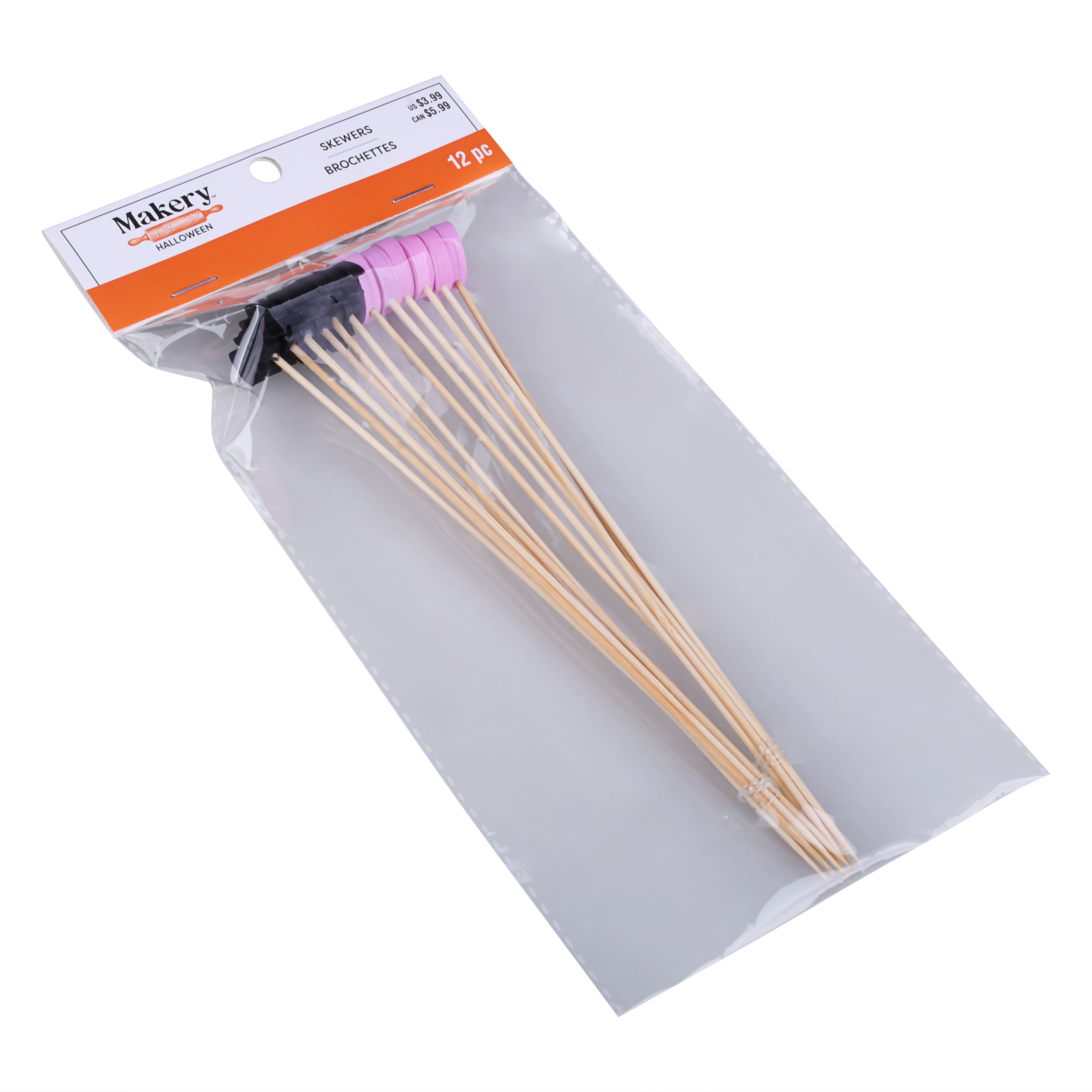 7&#x22; Black Bat &#x26; Pink Jack-o&#x27;-Lantern Wood Skewers, 12ct. by Makery&#x2122;