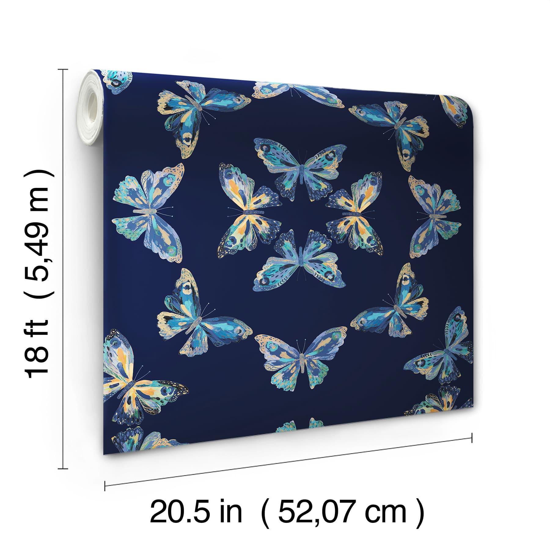 RoomMates Blue Papillon Peel & Stick Wallpaper