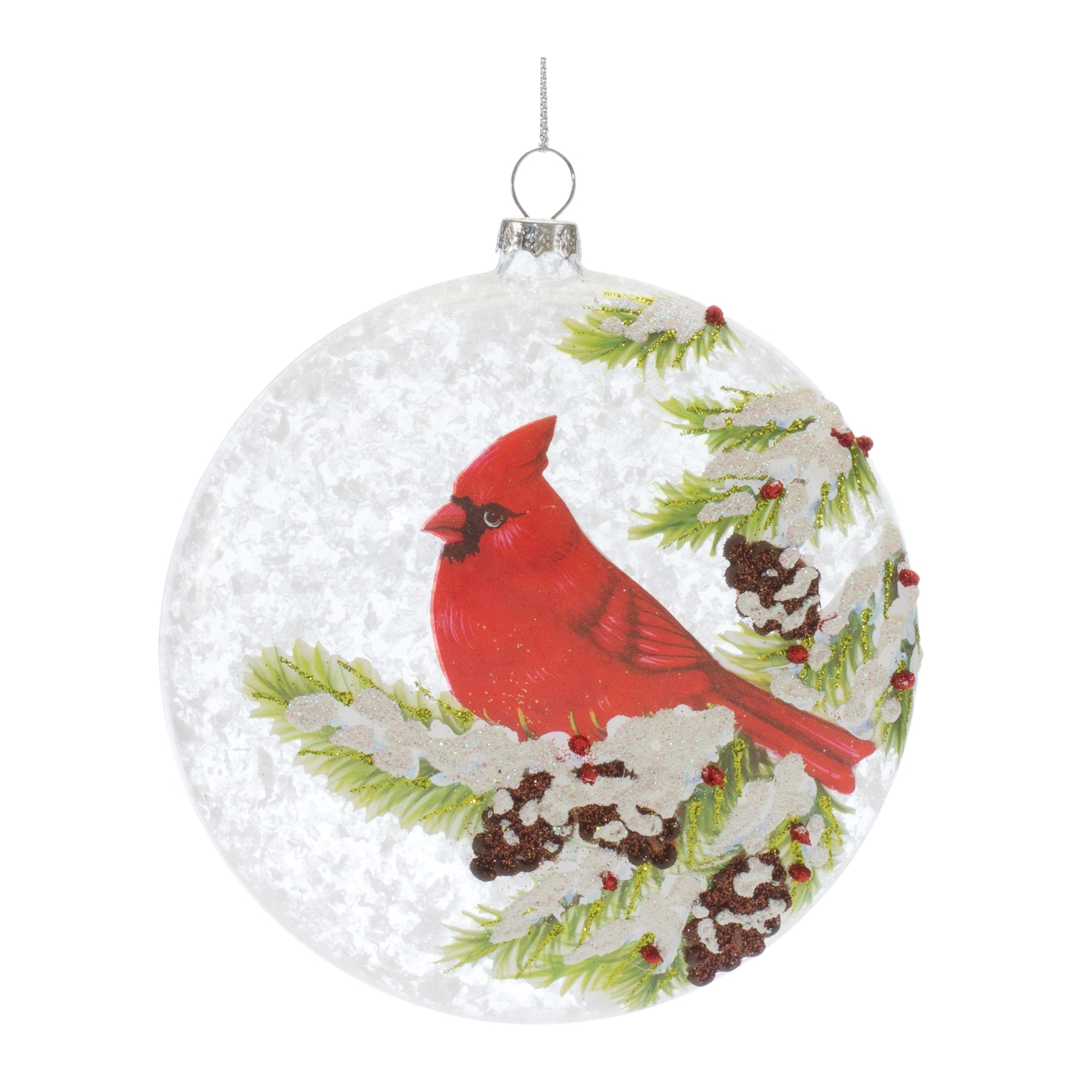 6ct. 5&#x22; Glass Cardinal Bird Ball Ornament Set