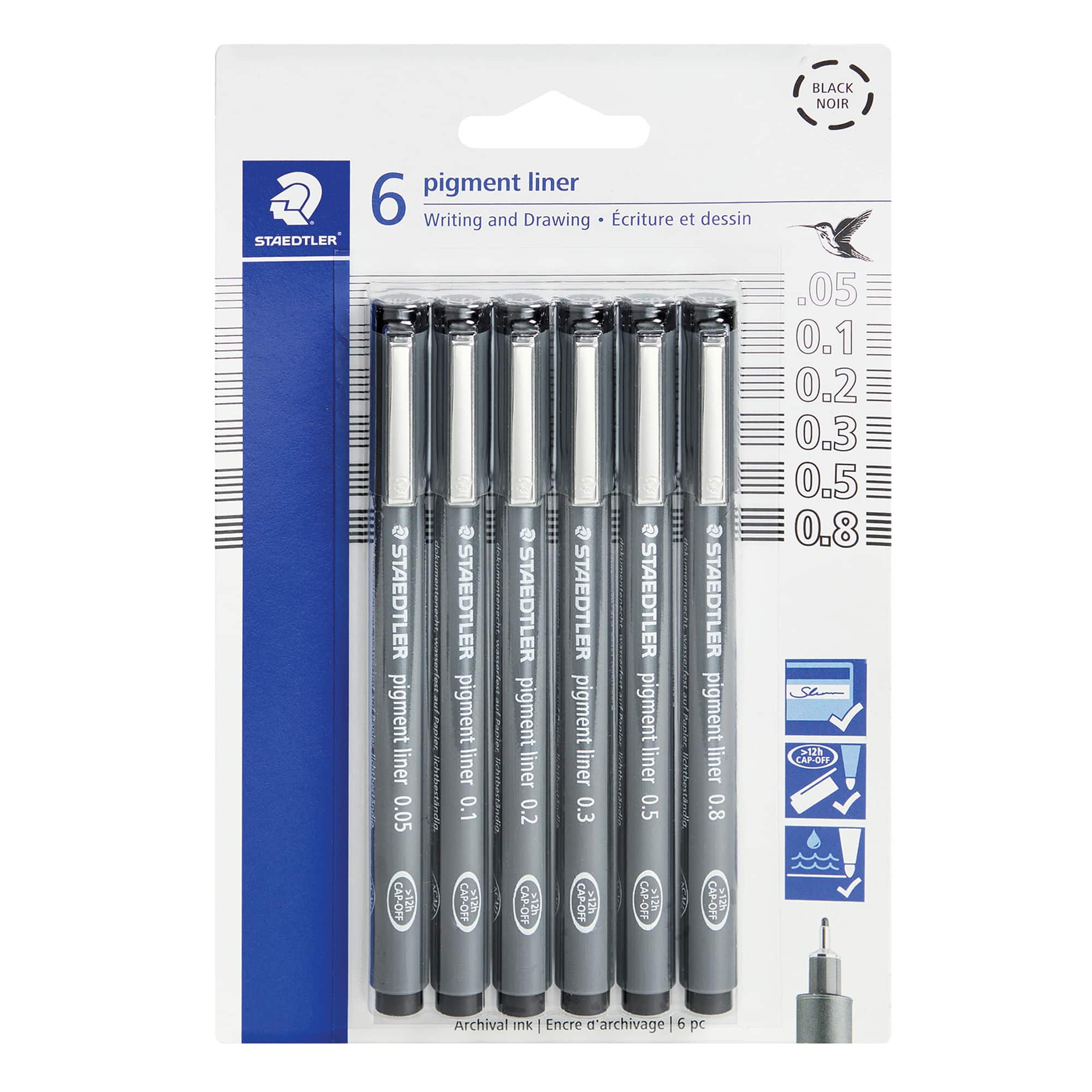 STAEDTLER® Black 6 Piece Pigment Liner Set