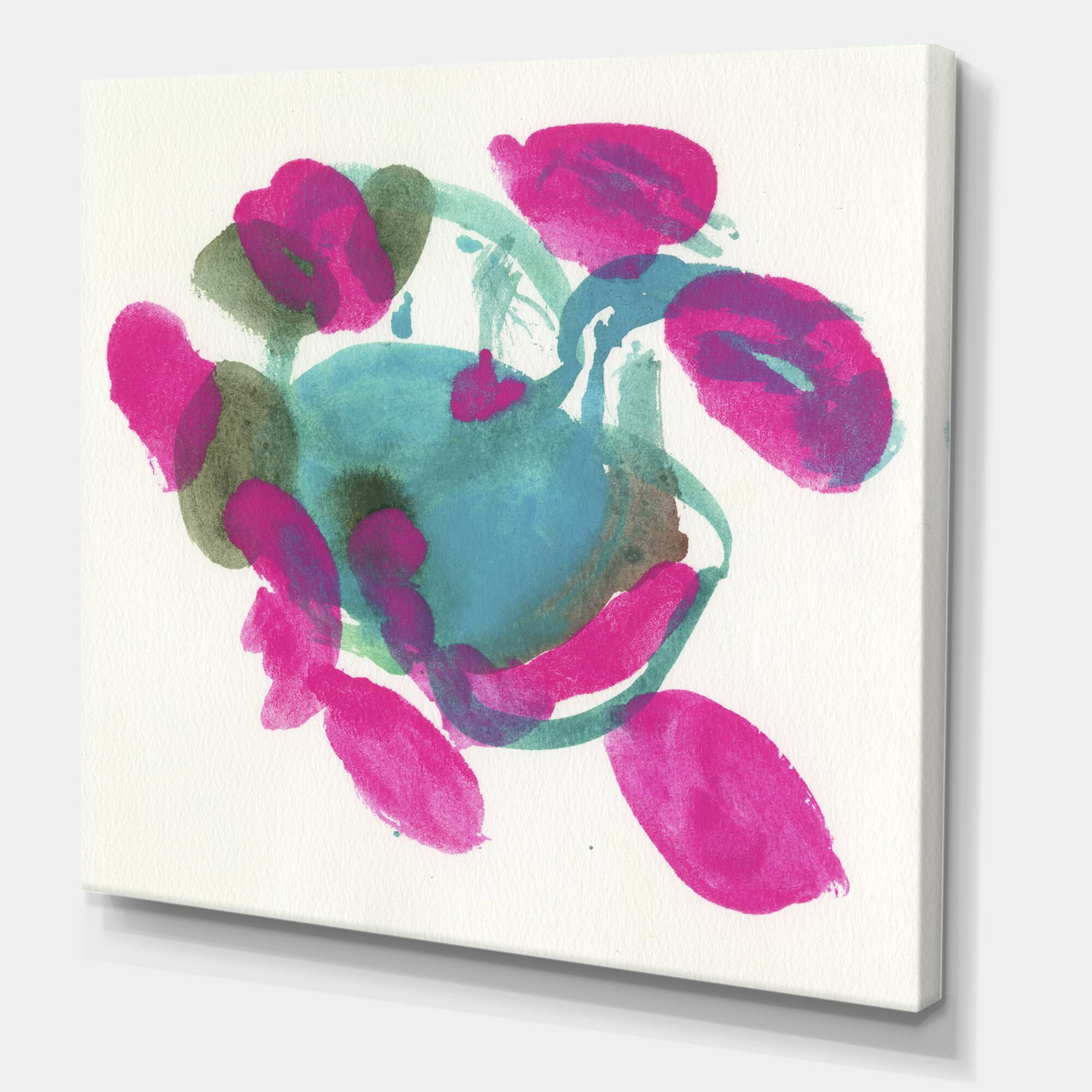 Designart - Fuchsia And Blue Scribble IV - Mid-Century Modern Canvas Wall Art