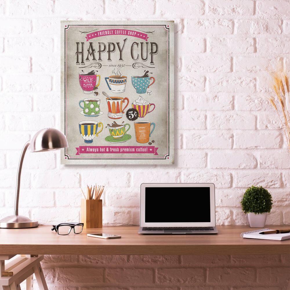 Stupell Industries Happy Cup Vintage Comic Book Wall Canvas