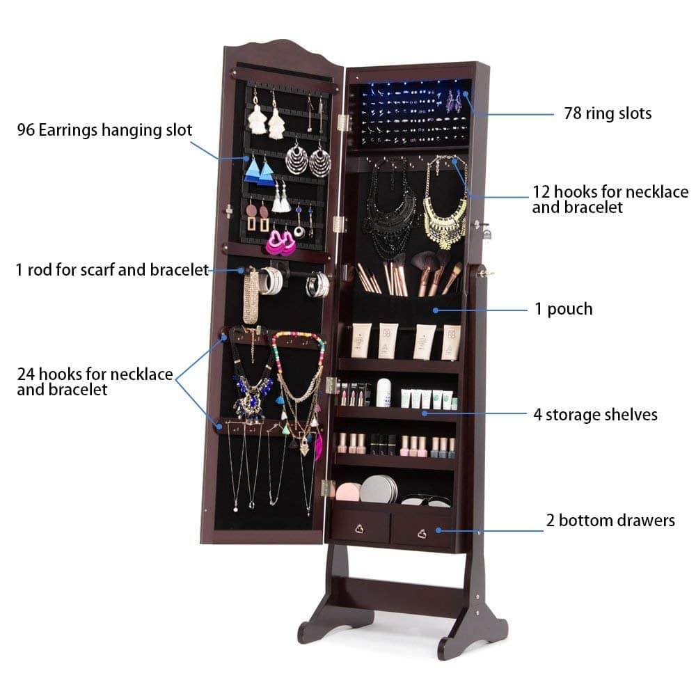 Chocolate Brown Vintage Upstanding Jewelry Armoire