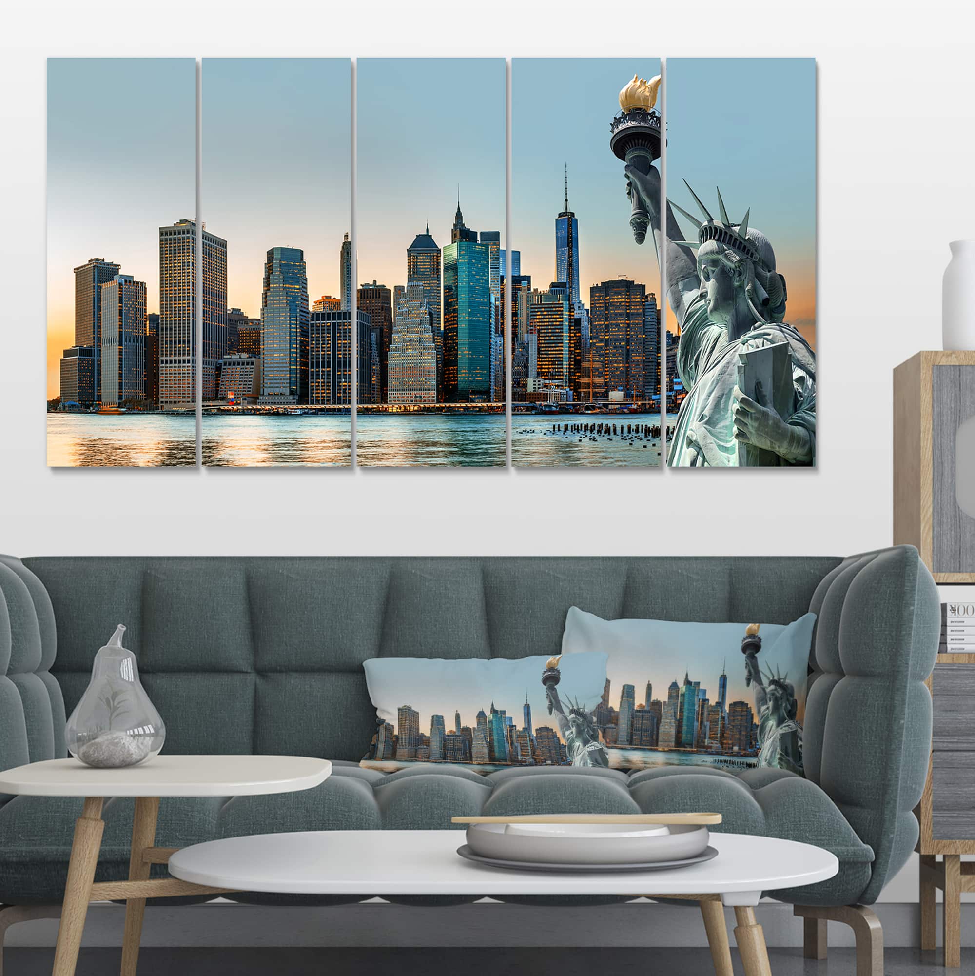 Designart - New York City Skyline Panorama - Photography Canvas Art Print