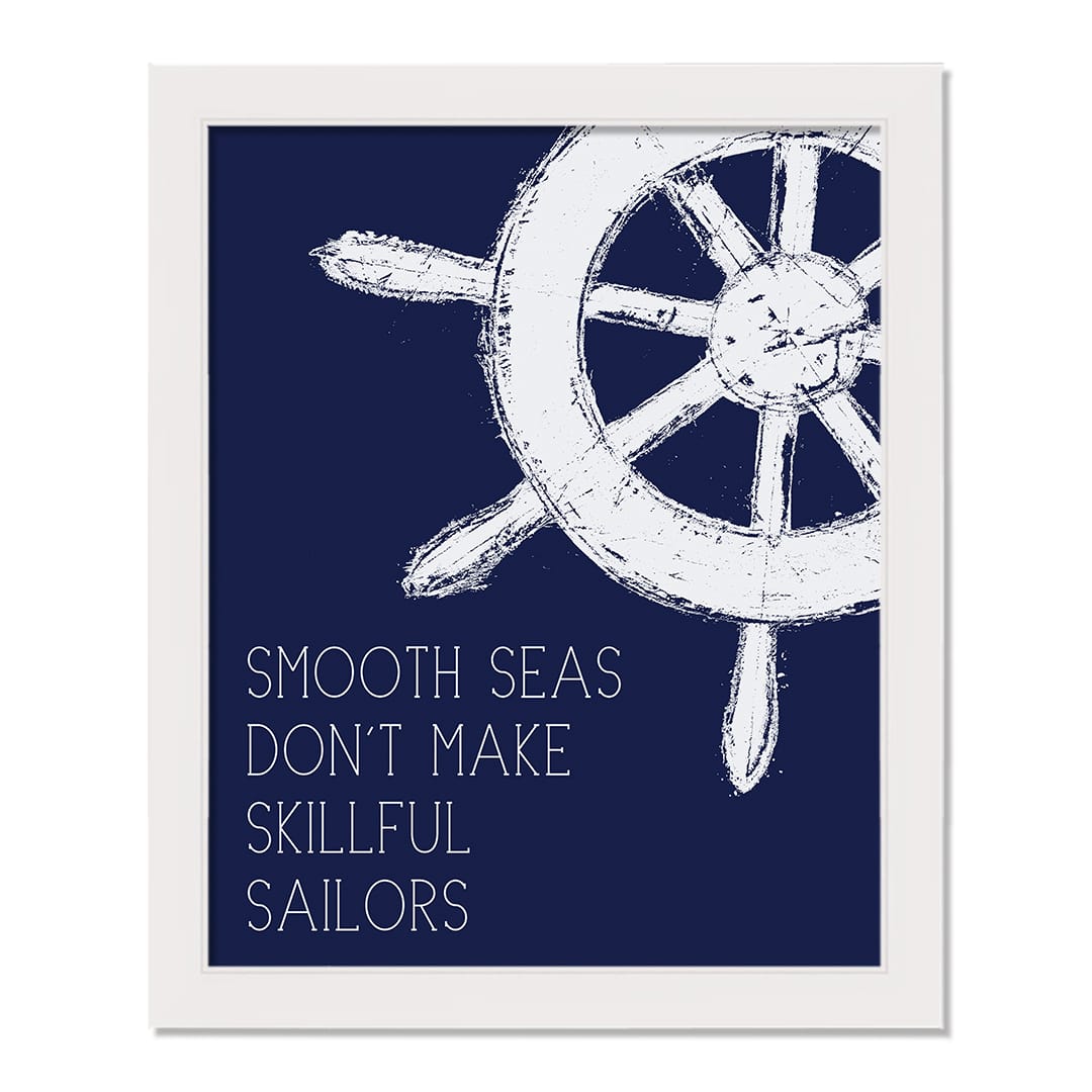 Smooth Sails Skillful Sailors White Framed Nautical Wall Décor