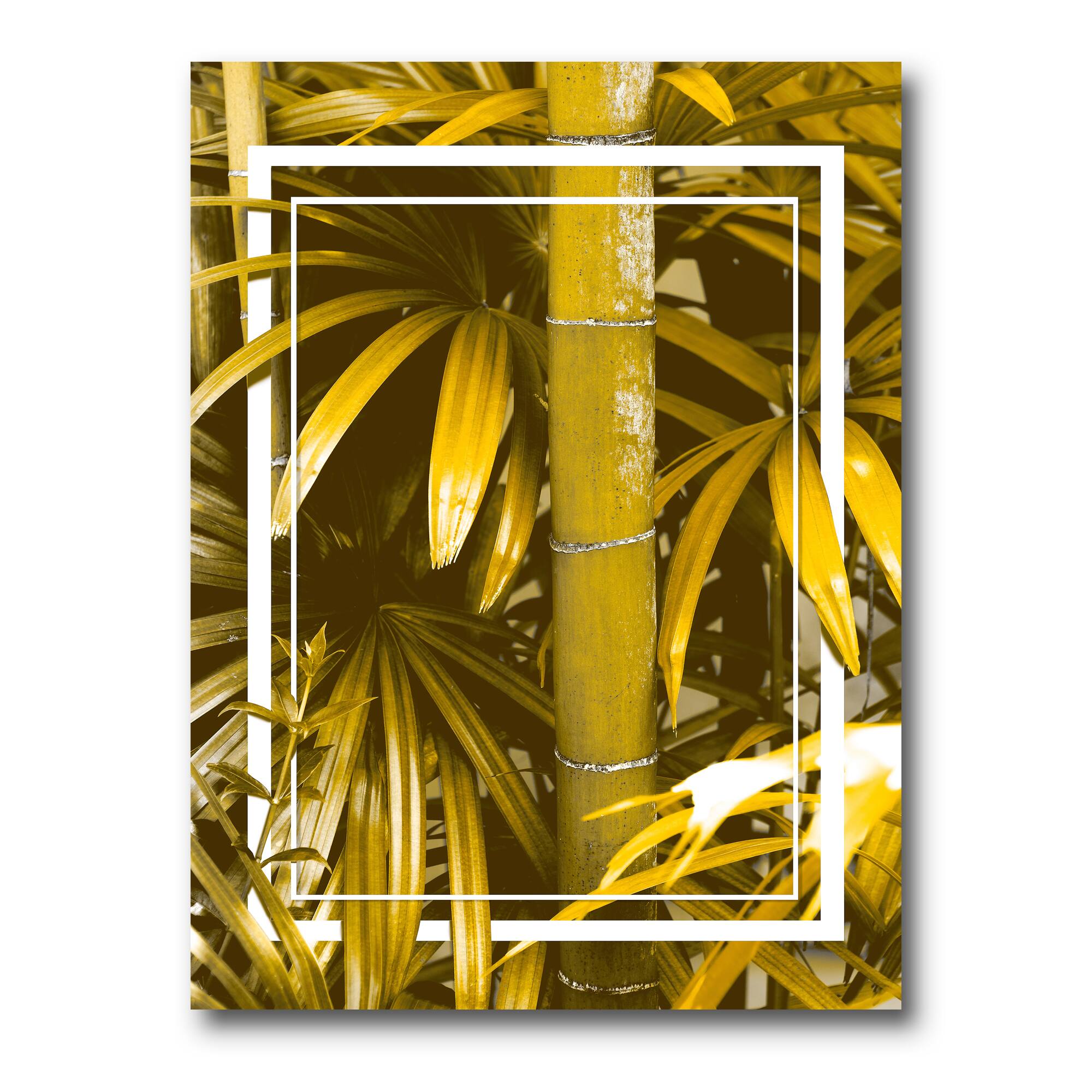 Designart - Yellow Bamboo and Tropical Leaves - Tropical Canvas Wall Art Print