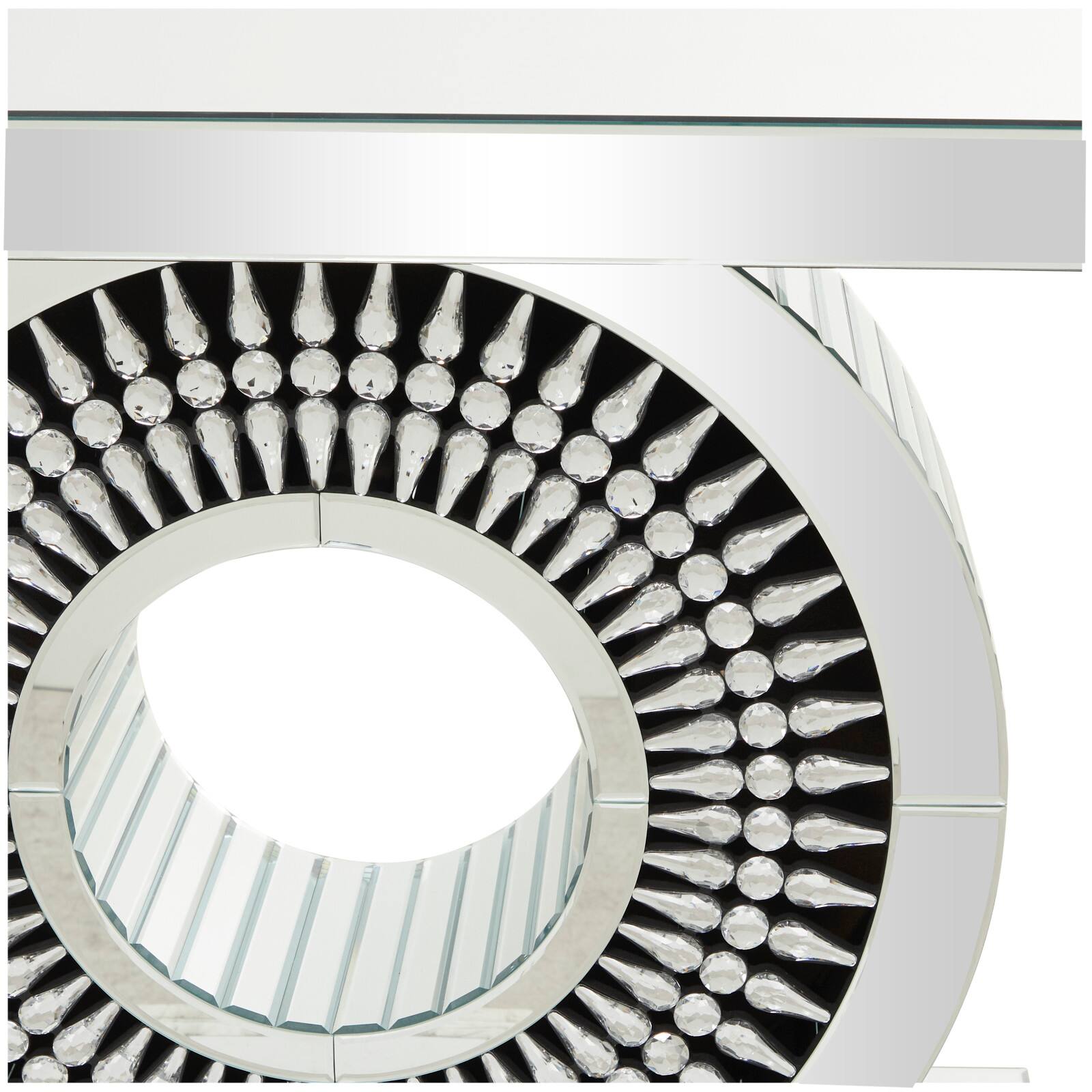 Silver Wood Mirrored Crystal Console Table 47" x 16" x 30"