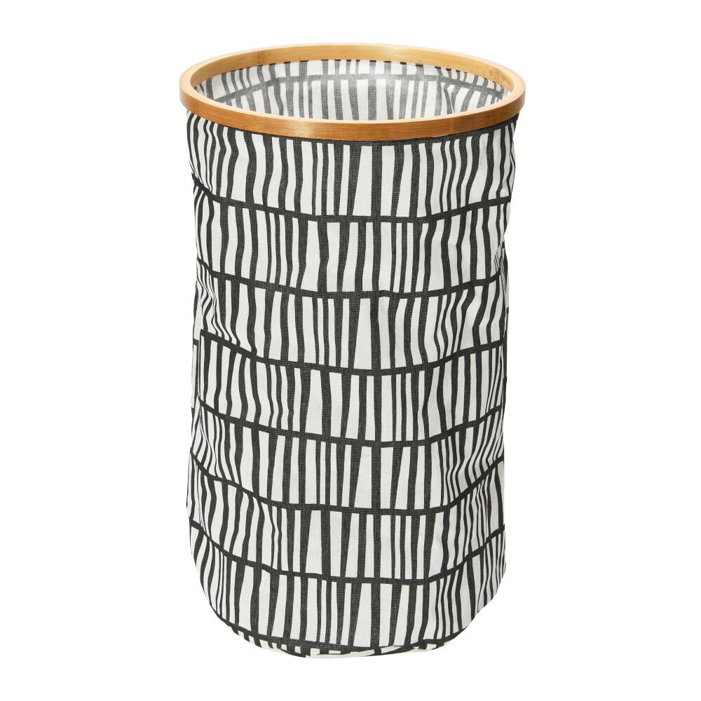 Household Essentials Krush Bamboo Rimmed Hamper (Round, Black)