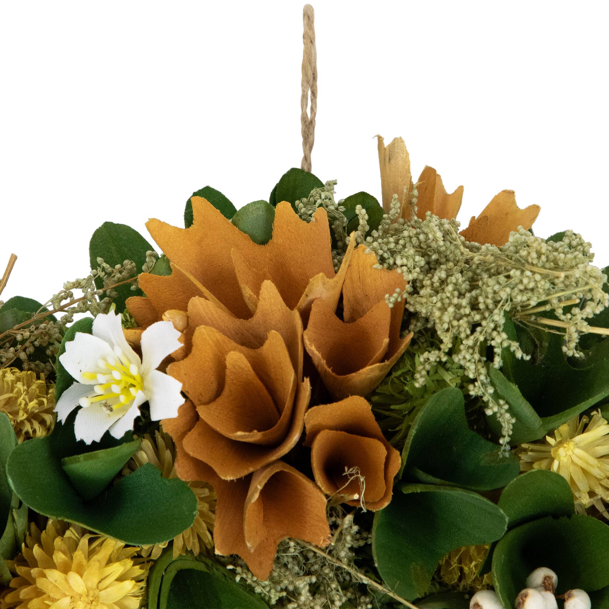 11&#x22; Orange Mixed Floral Artificial Spring Wreath