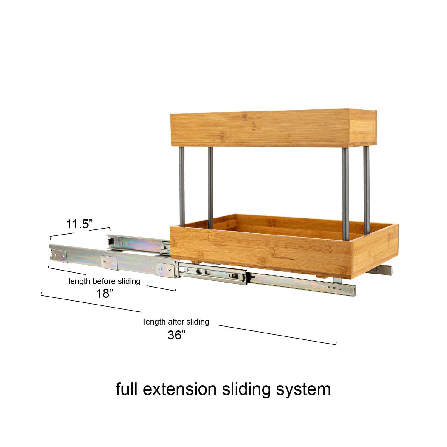 Household Essentials Glidez Steel &#x26; Bamboo Slide-Out 2-Tier Storage Organizer