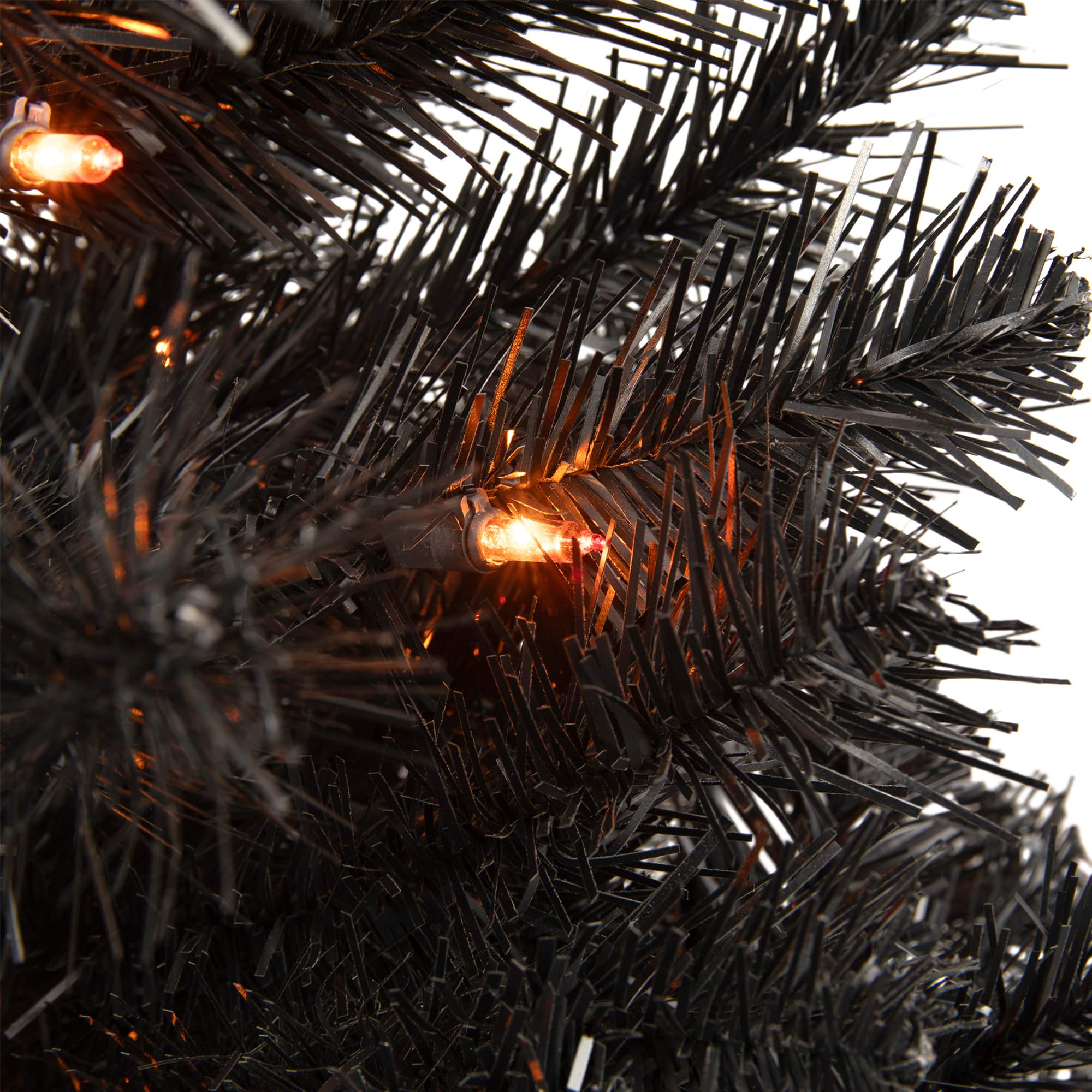3ft. Pre-Lit Black Noble Spruce Artificial Halloween Tree, Orange Lights