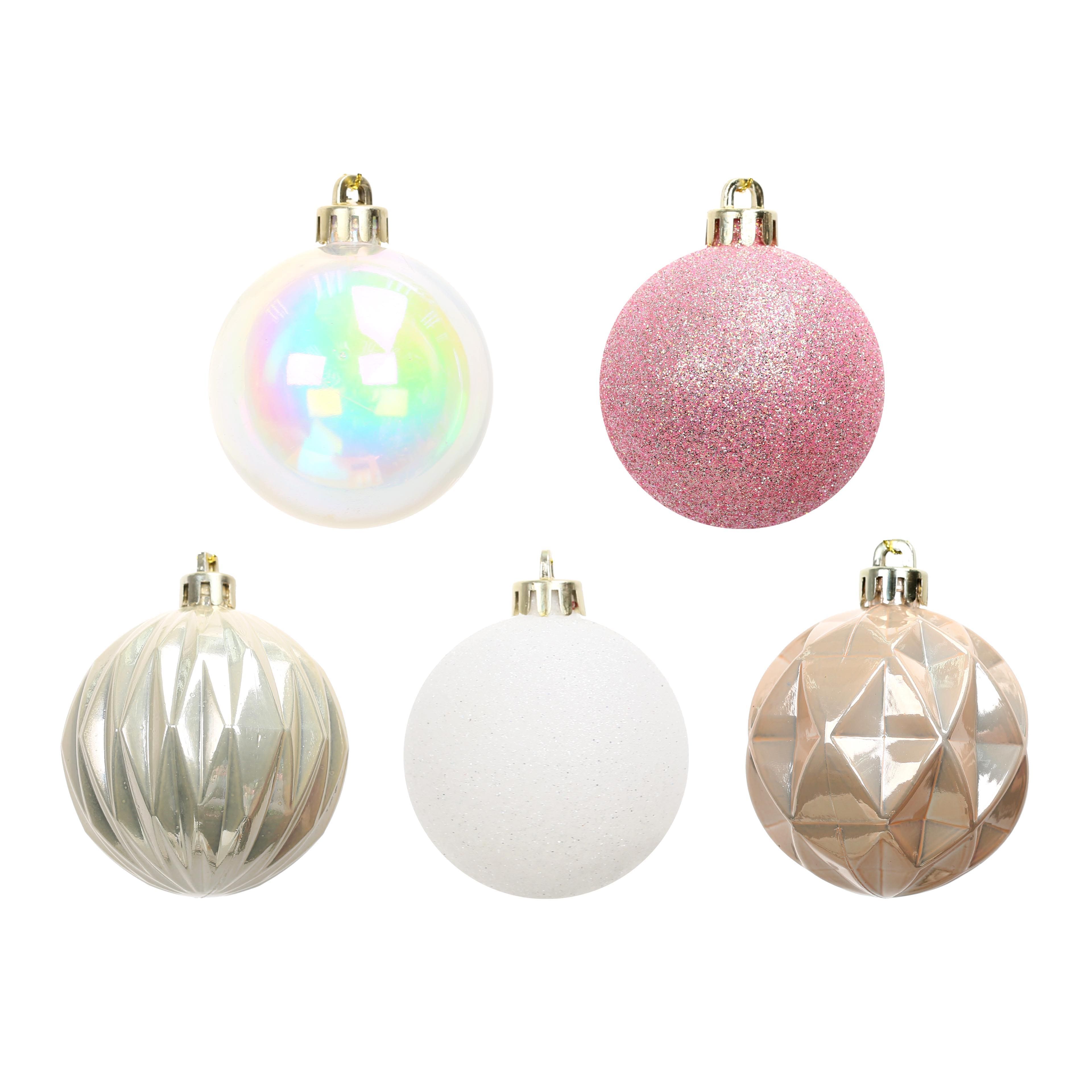 Assorted 50 Pack 2&#x22; Pink &#x26; Gold Shatterproof Ball Christmas Ornaments by Ashland&#xAE;