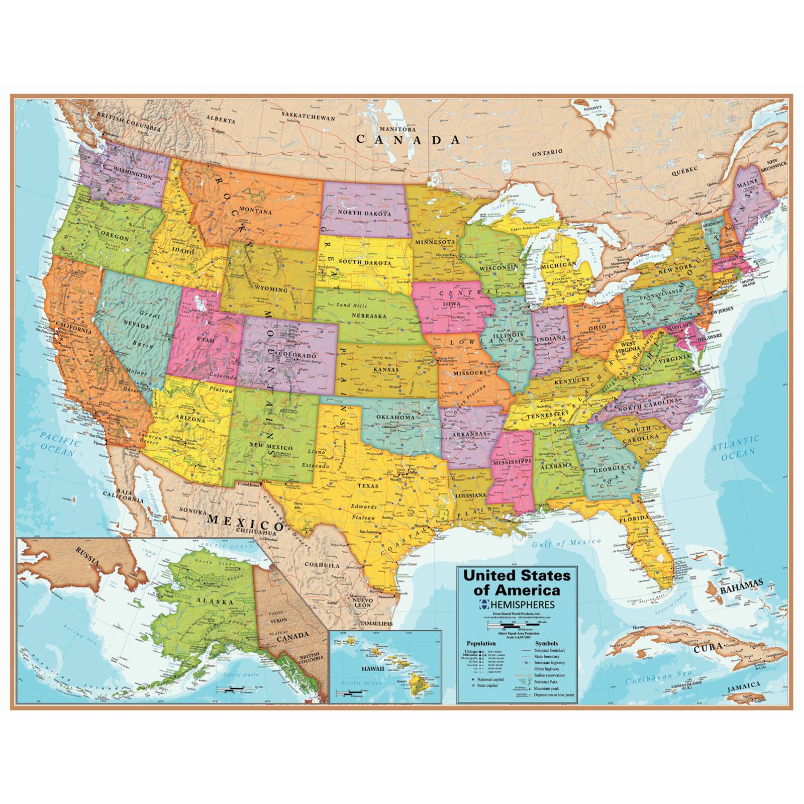 Hemispheres&#xAE; United States Wall Chart with Interactive App