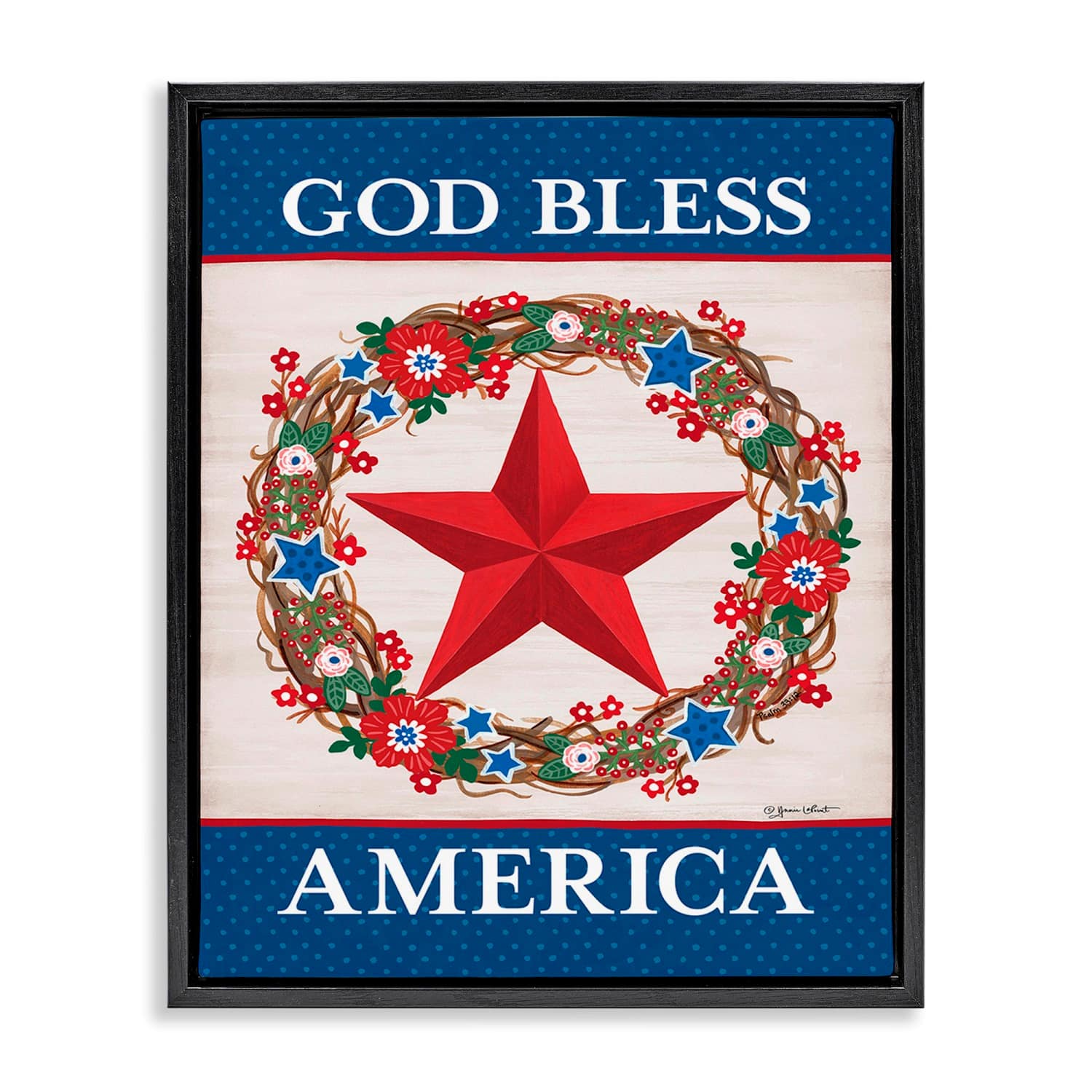 Stupell Industries God Bless America Wreath Floater Framed Art