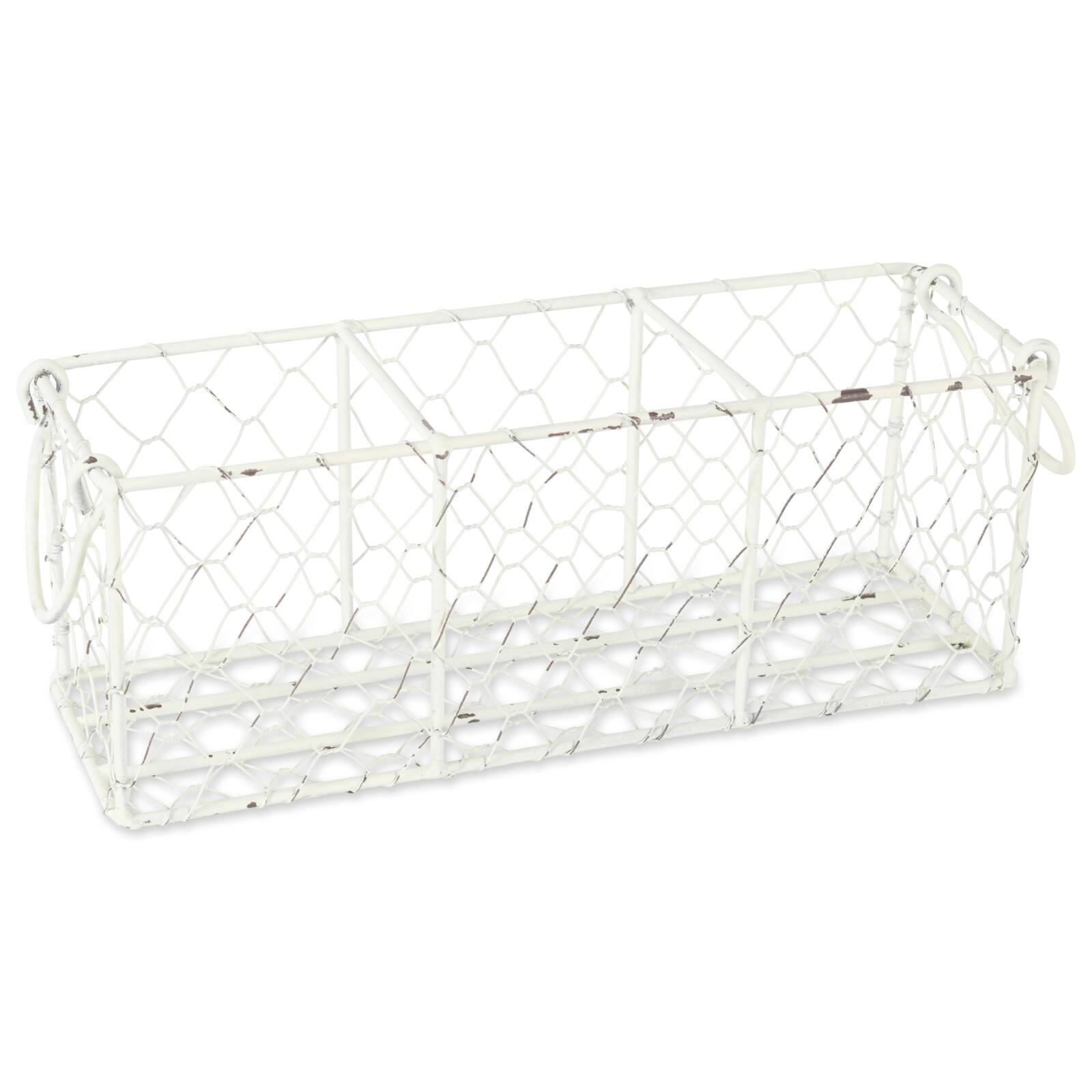 Antique White Flatware Caddy With Clear Jars