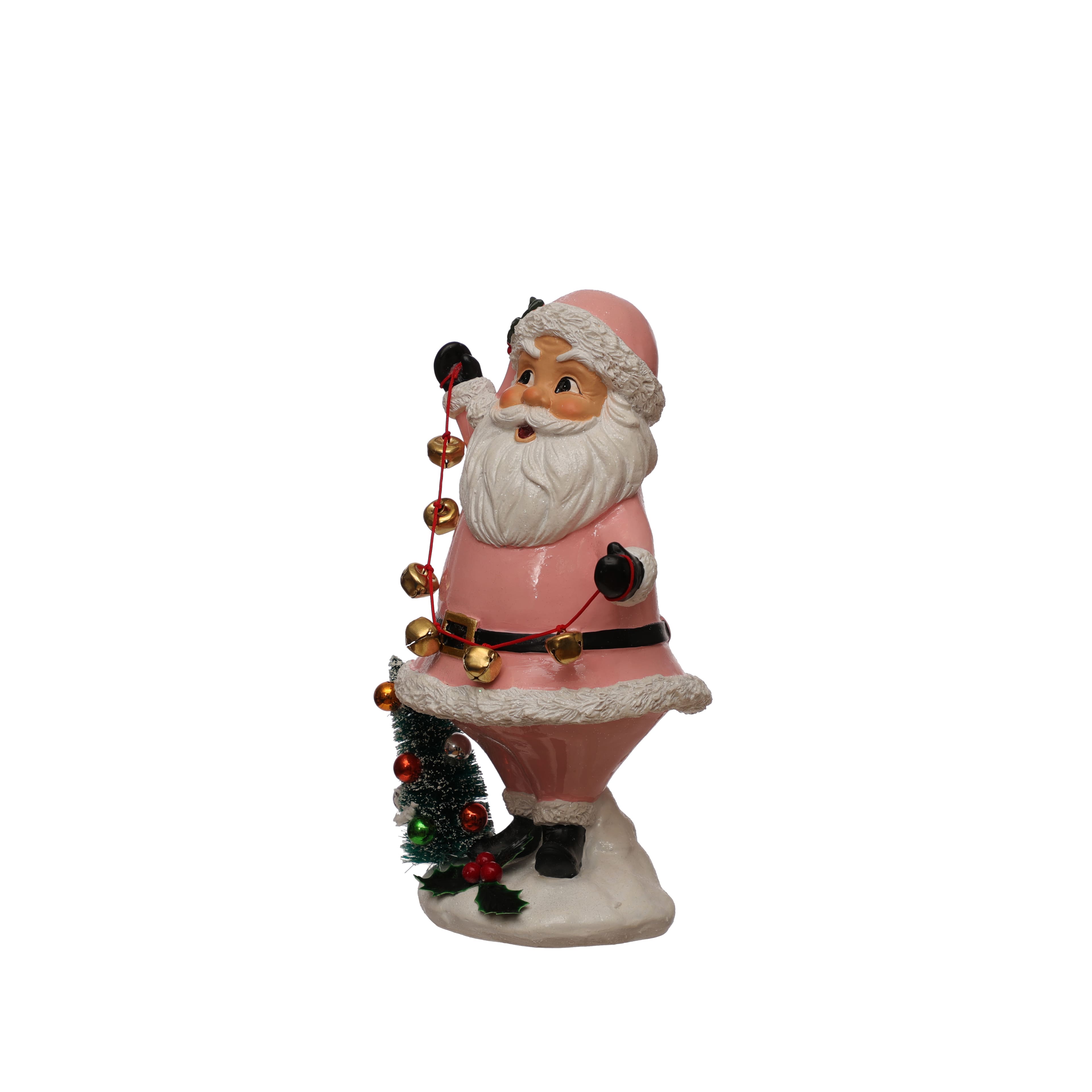 9.5&#x22; Pink Santa with Bells Tabletop D&#xE9;cor by Ashland&#xAE;