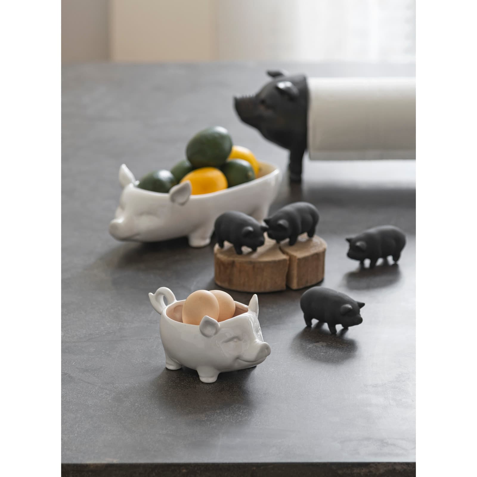Hello Honey&#xAE; 12.5&#x22; White Ceramic Pig Shaped Bowl