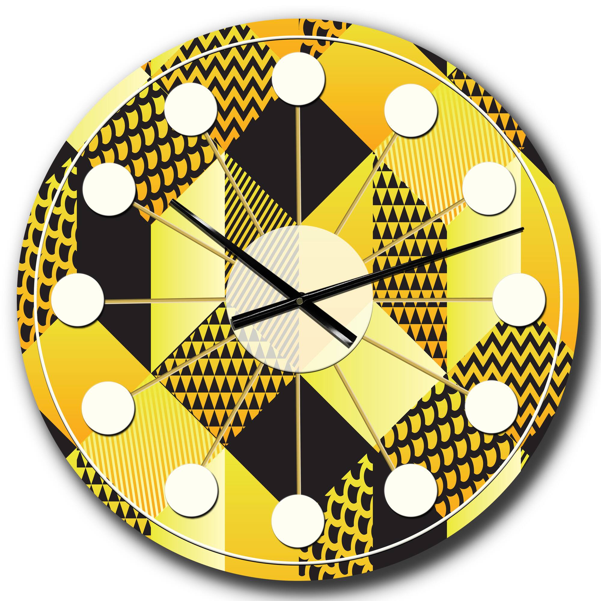 Designart 'Retro Hexagon Pattern Ii Mid-Century Modern Wall Clock