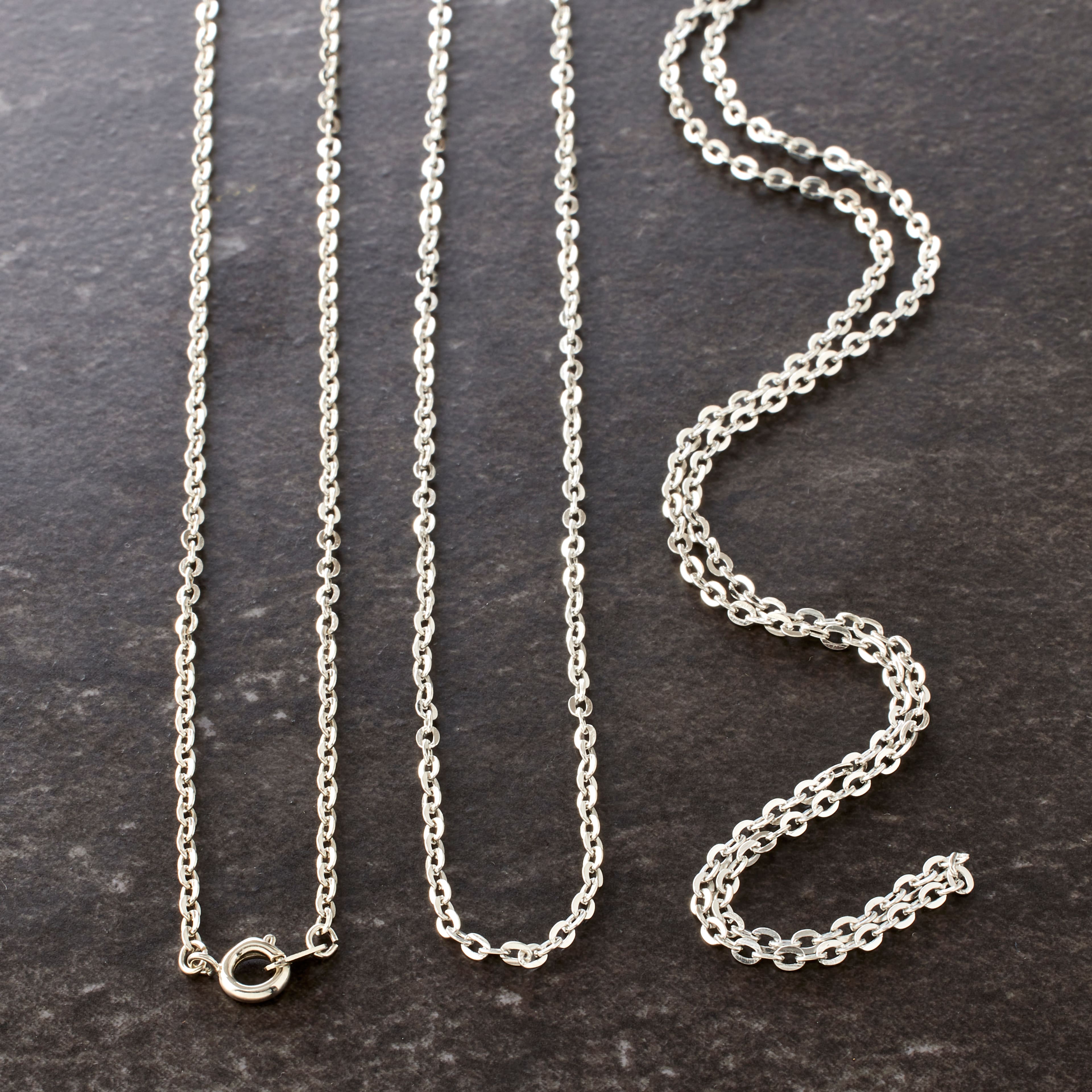 9 Pack: Rhodium Flat Oval Chain Necklaces by Bead Landing™