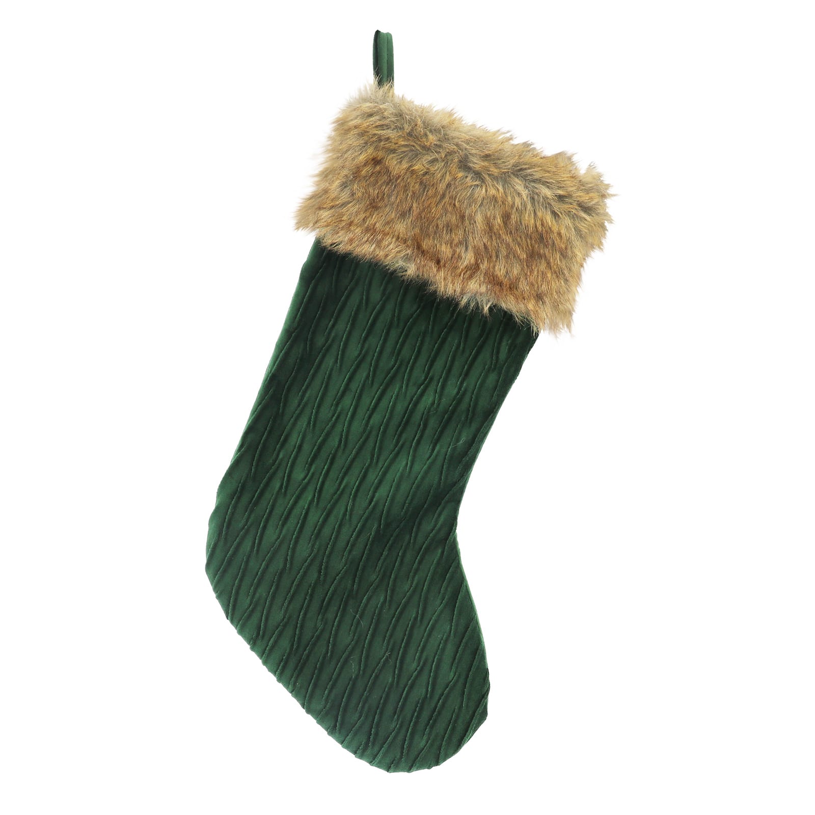 18&#x22; Green Cable Knit Stocking with Faux Fur Trim by Ashland&#xAE;