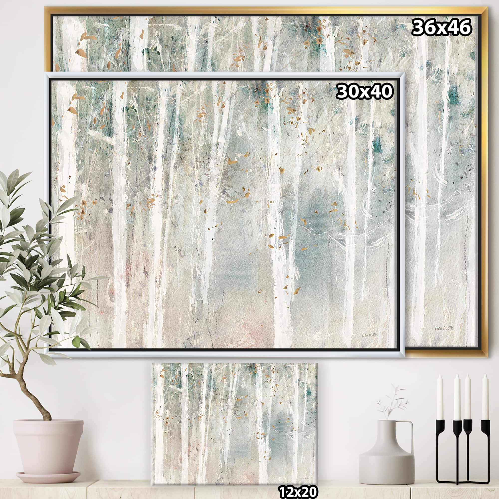 Designart - A Woodland Walk into the Forest VII - Modern Farmhouse Canvas in Gold Frame