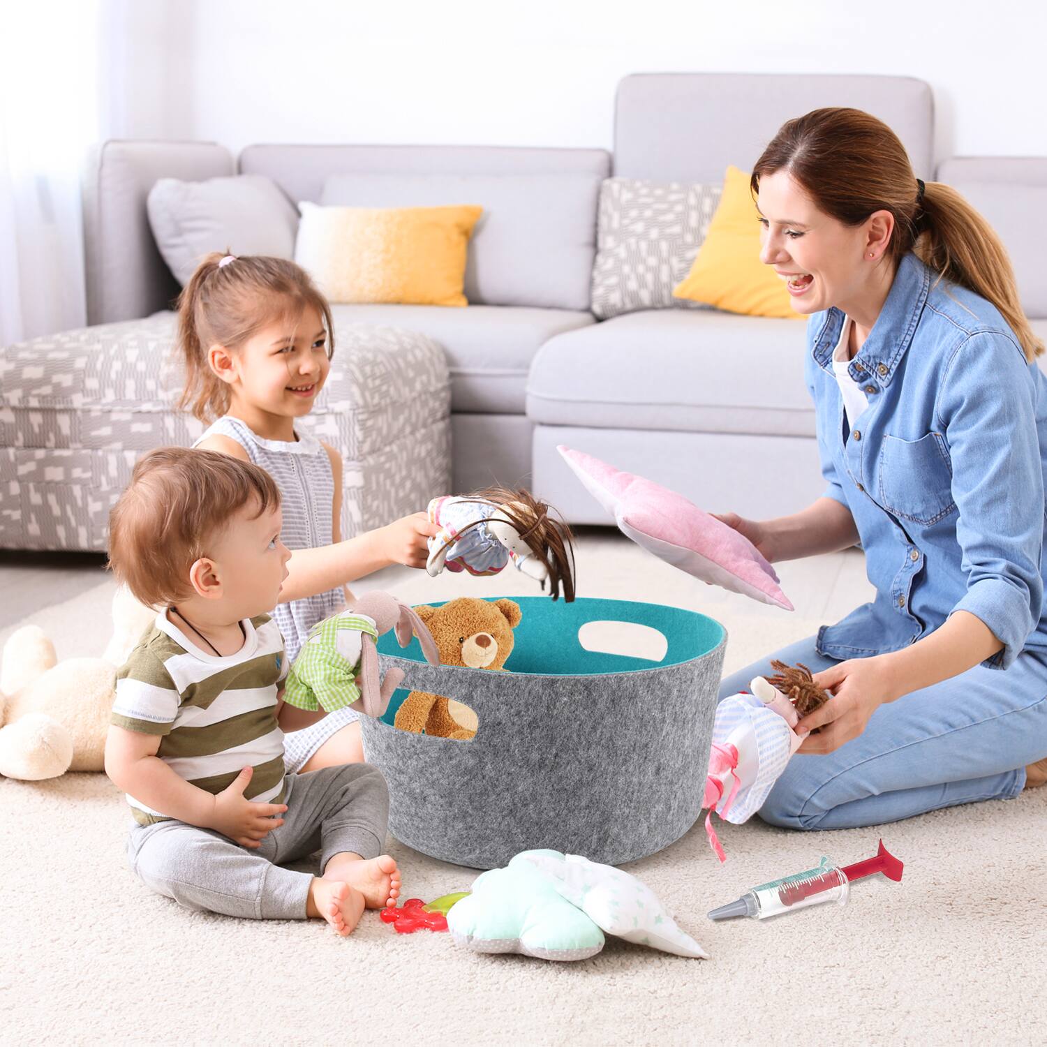 Welaxy 15&#x22; Felt Round Basket