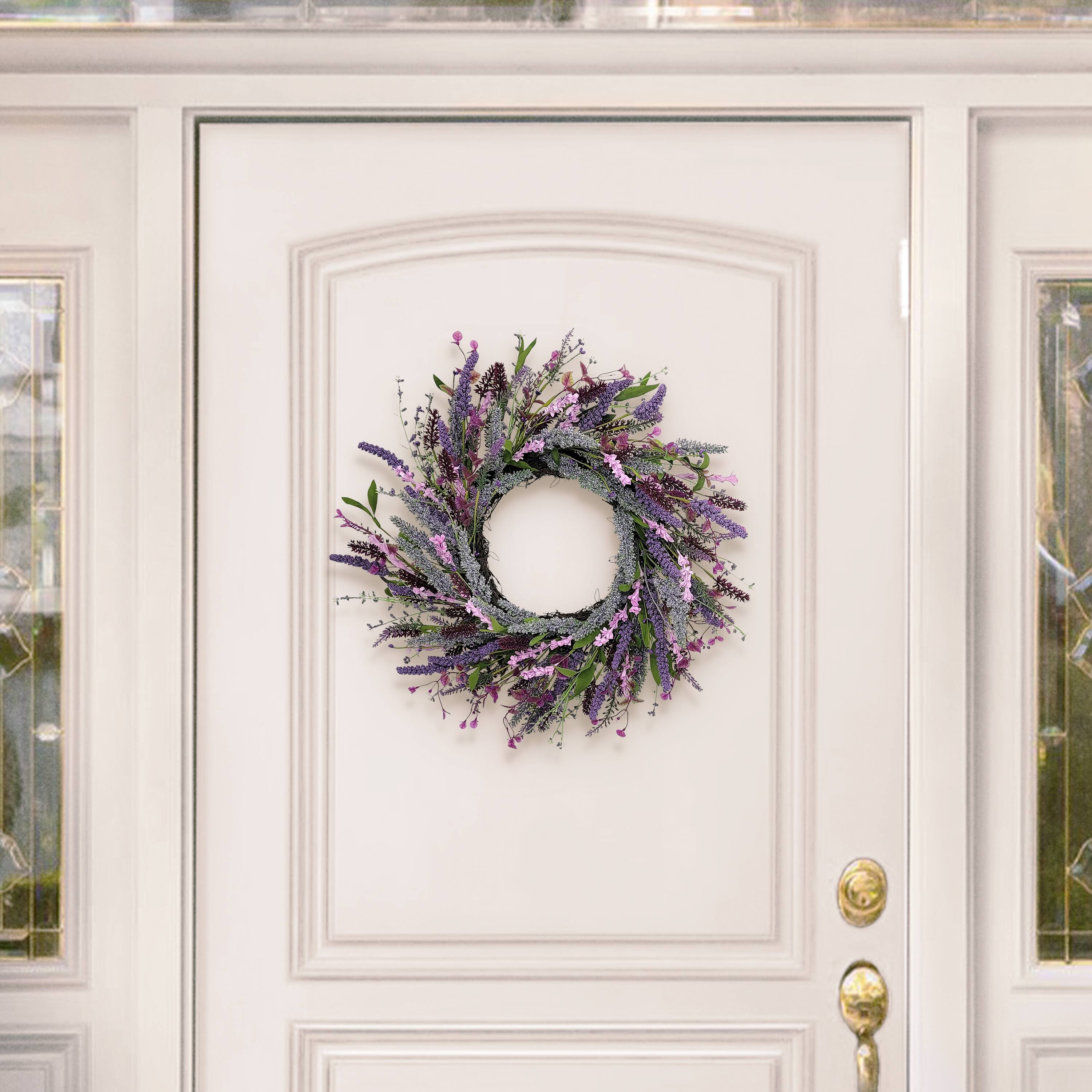 24&#x22; Artificial Lavender Floral Spring Wreath