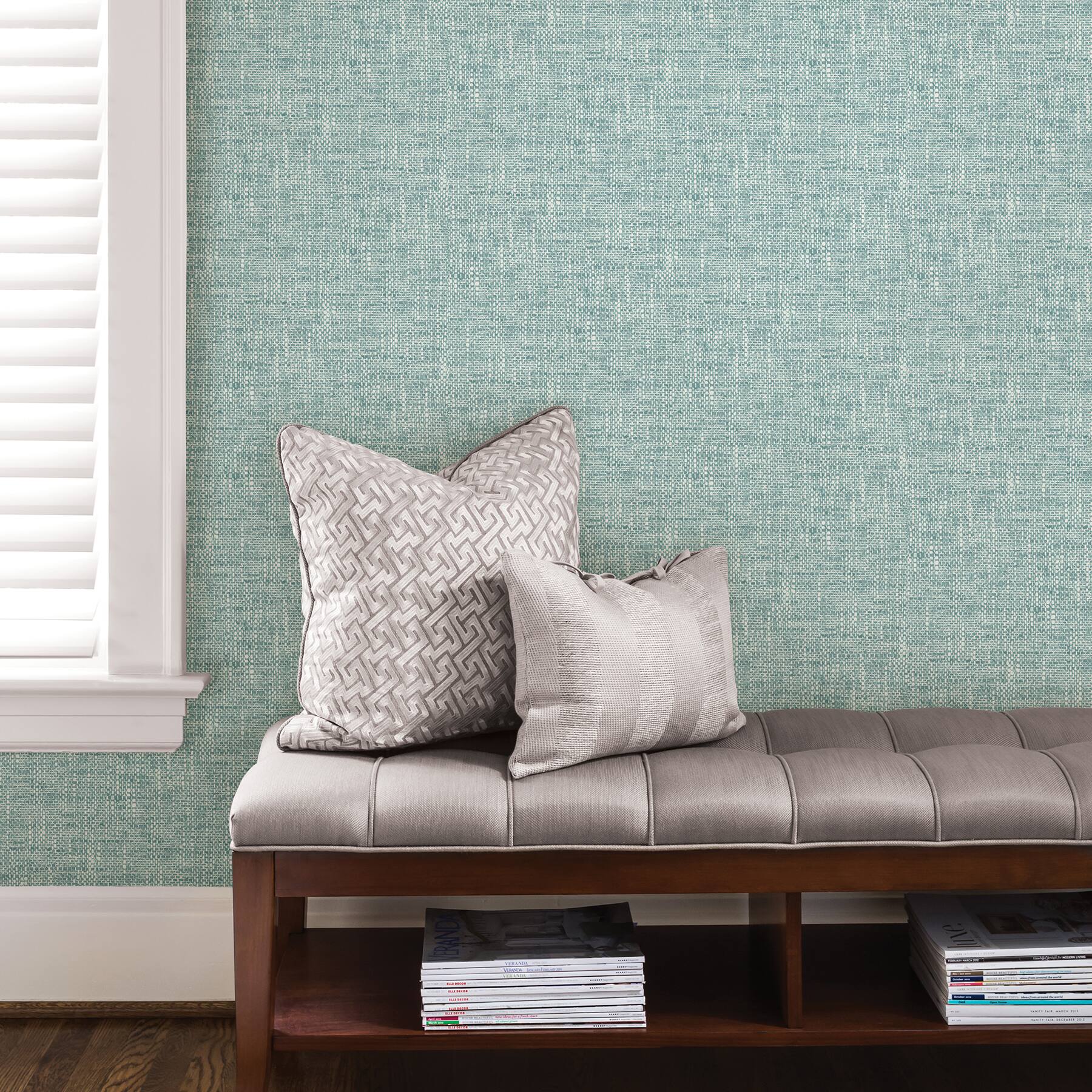 NuWallpaper Aqua Poplin Texture Peel & Stick Wallpaper