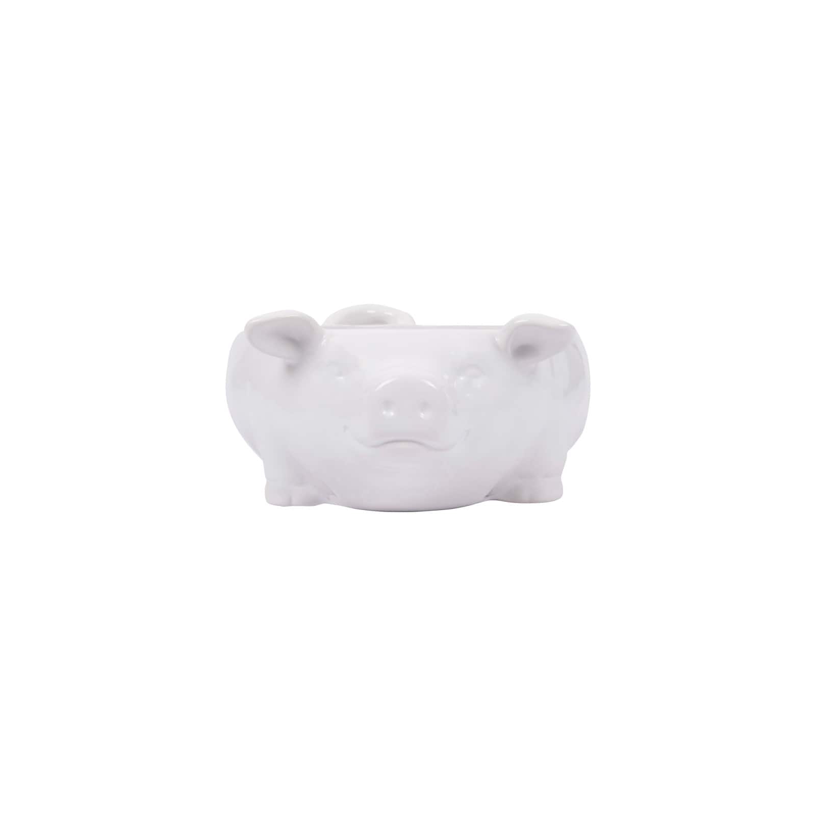 Hello Honey&#xAE; 12.5&#x22; White Ceramic Pig Shaped Bowl