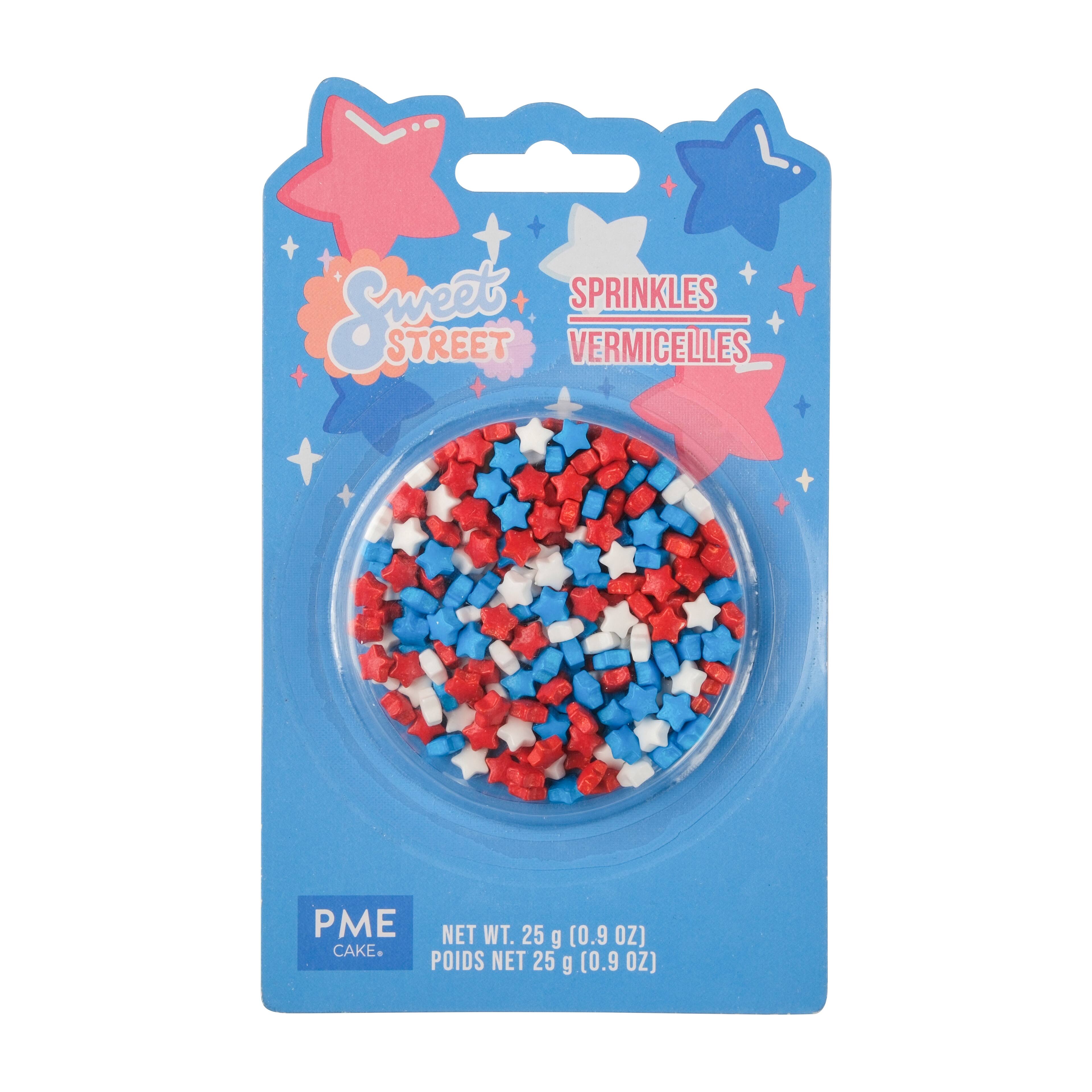 PME Cake Sweet Street&#xAE; Red, White &#x26; Blue Stars Sprinkles