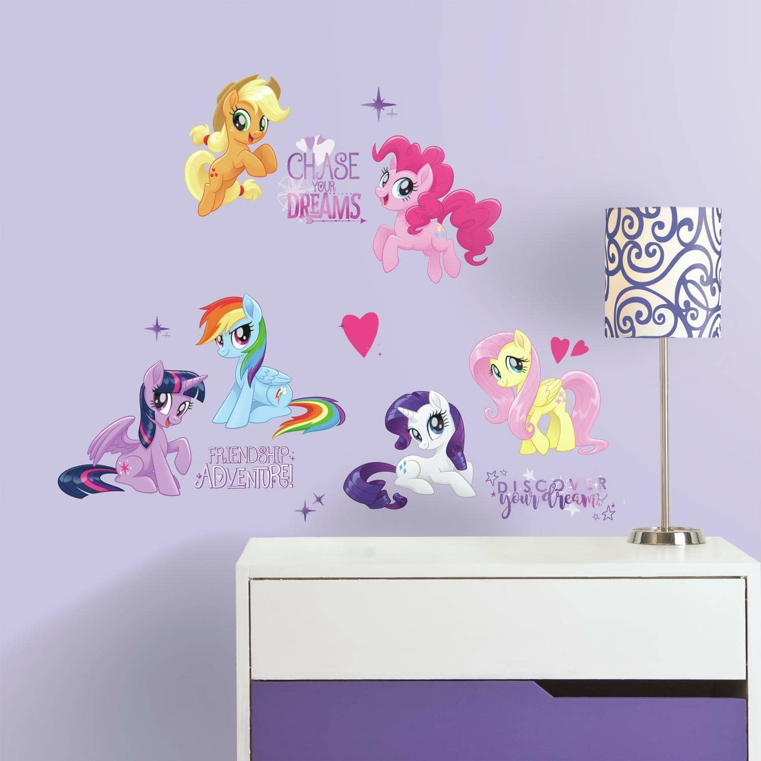 RoomMates My Little Pony The Movie Peel &#x26; Stick Glitter Wall Decals