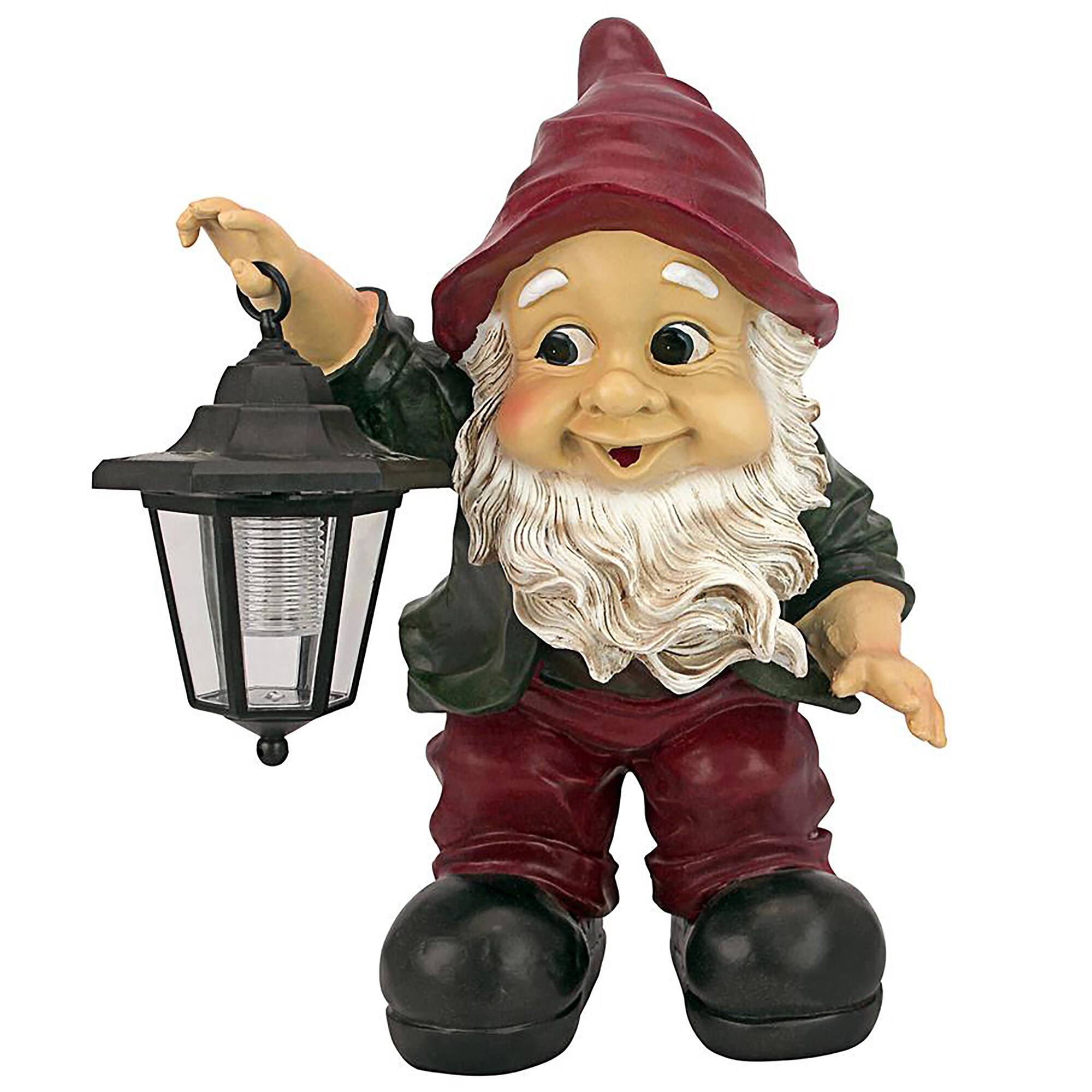 Design Toscano 16" Edison with the Lighted Lantern Garden Gnome Statue