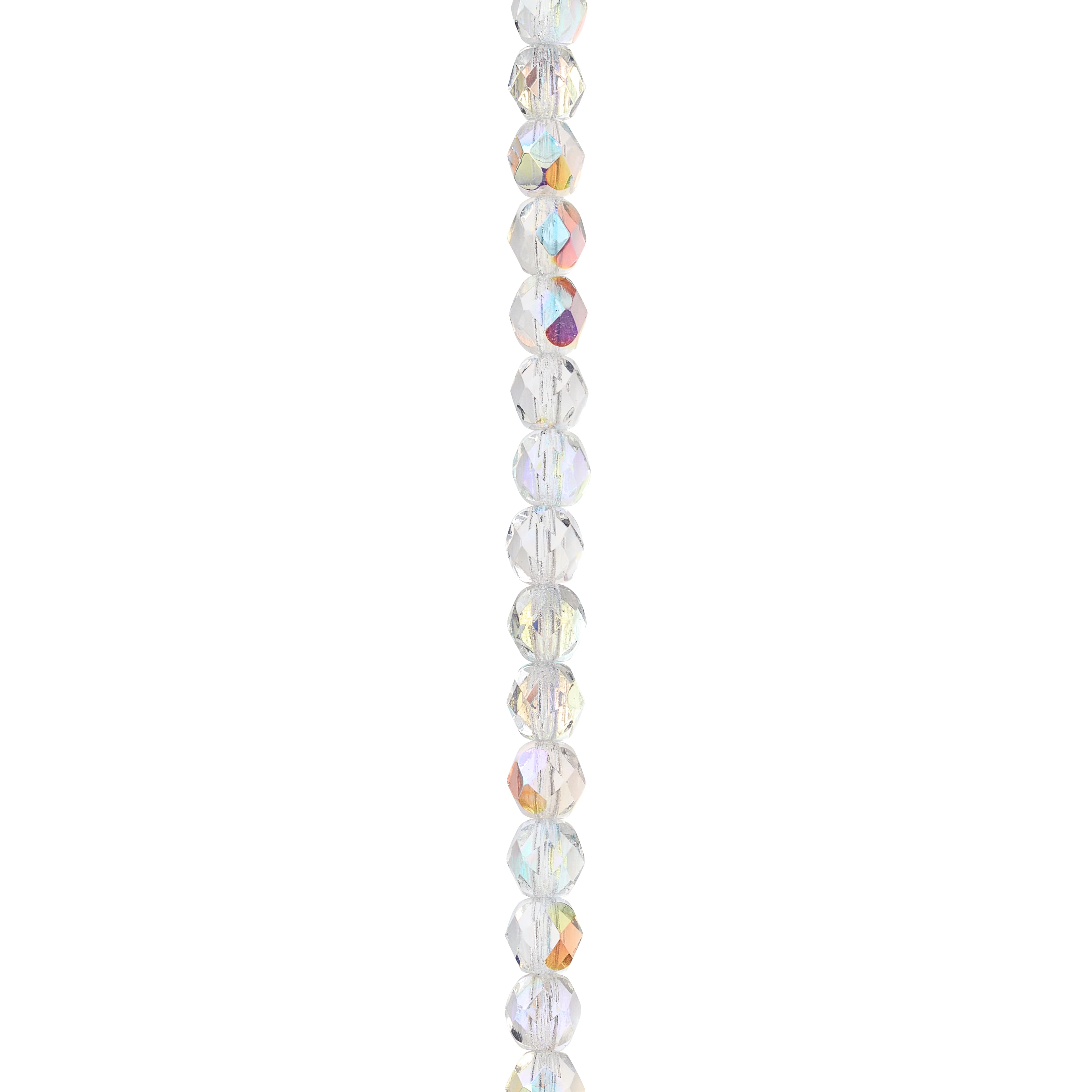 Crystal Aurora Borealis Czech Glass Faceted Round Beads, 6mm by Bead Landing&#x2122;
