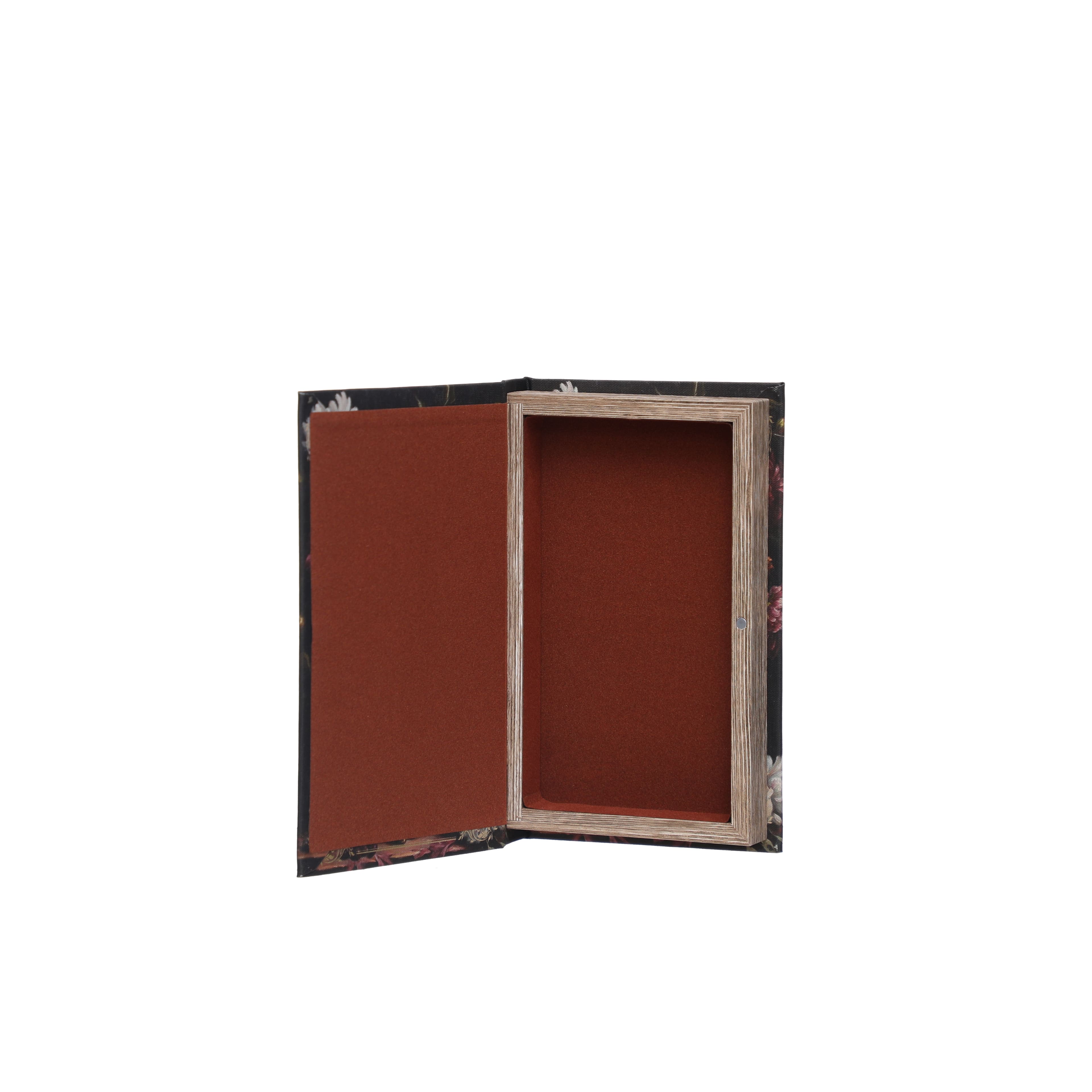 8.25&#x22; Black, Cream &#x26; Burgundy Floral Tabletop Book Box by Ashland&#xAE;