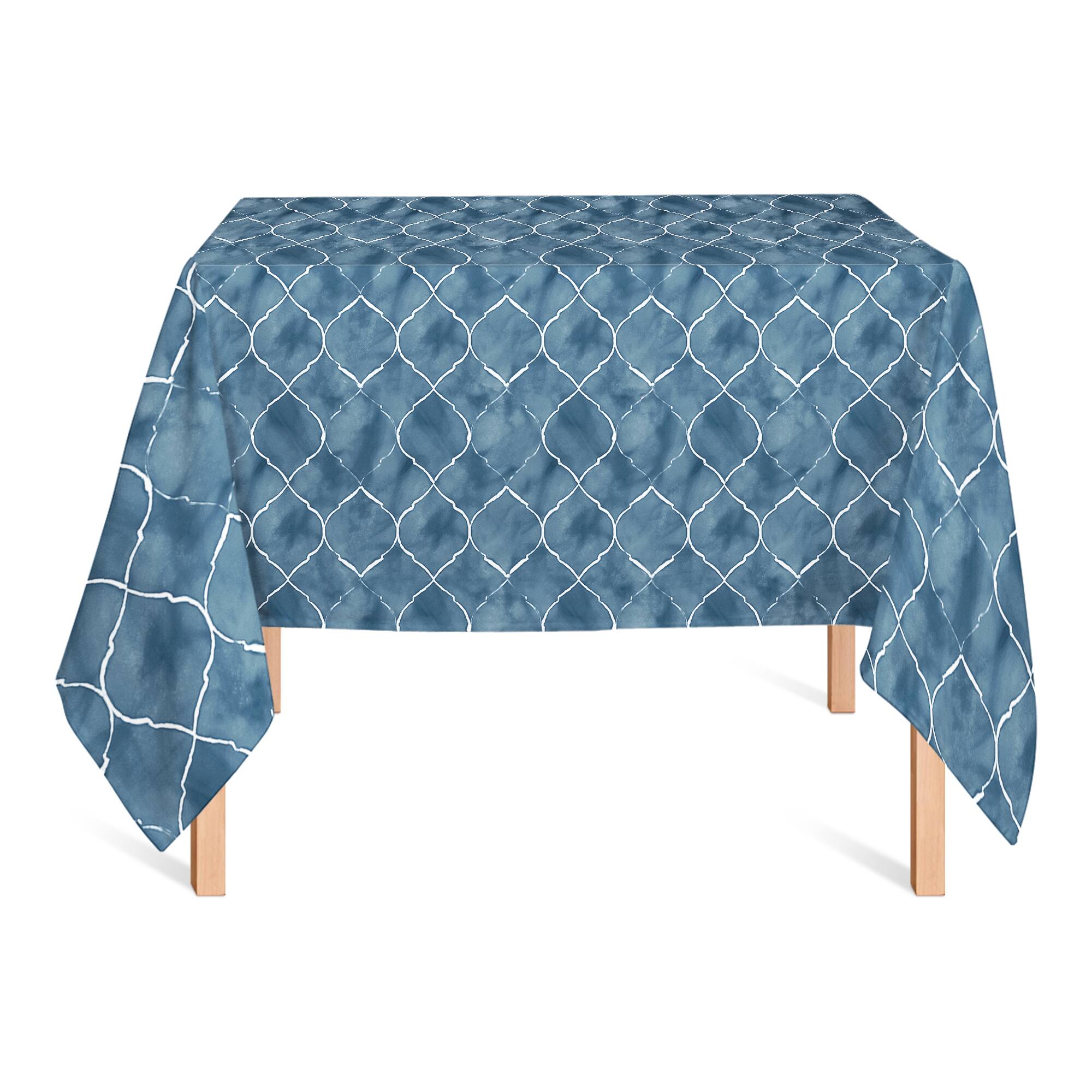 Blue Ogee Pattern 58&#x22; x 58&#x22; Tablecloth