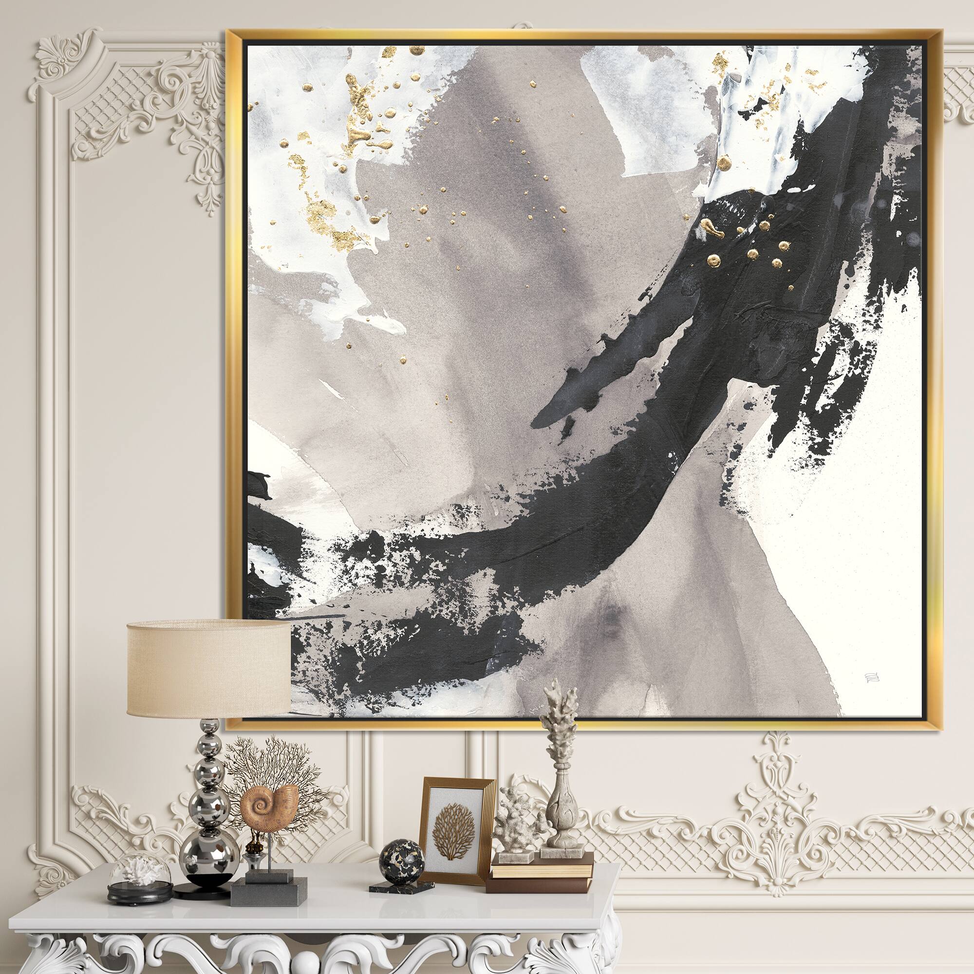 Designart - Glam Painted Arcs III - Transitional Framed Canvas