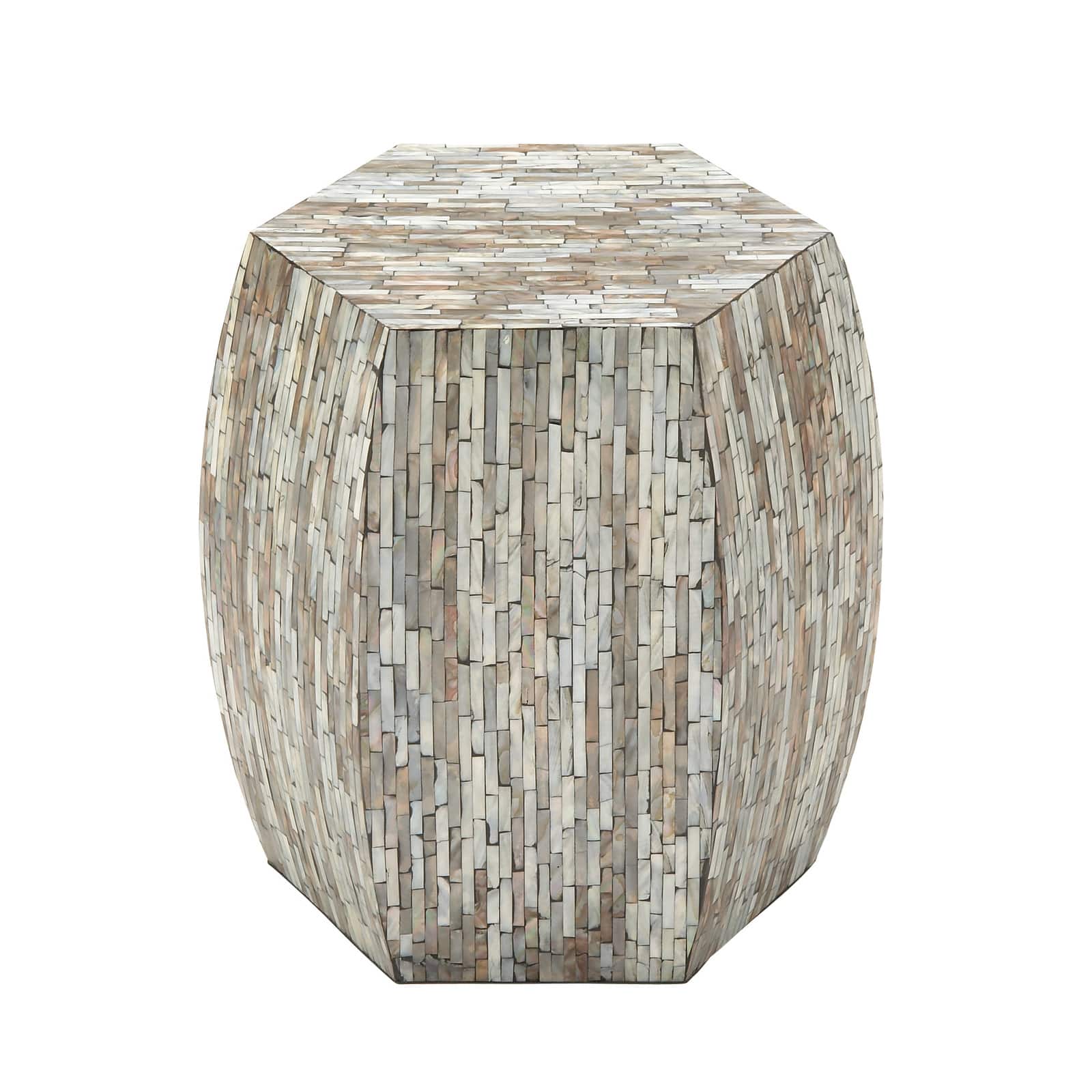 16" Multicolor Barrel-Shaped Shell Side Table