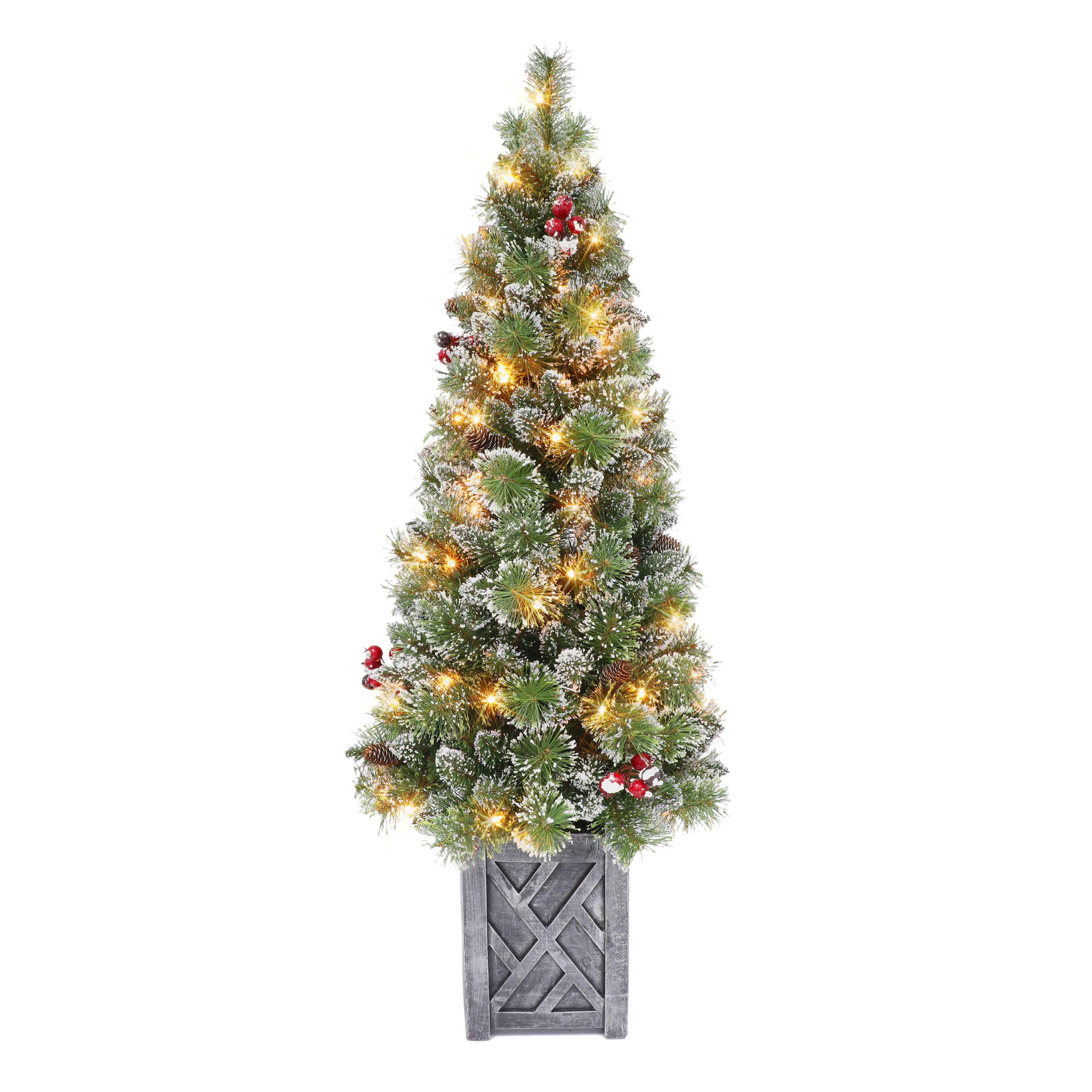 6 Pack: 5ft. Pre-Lit Vancouver Pine Artificial Potted Christmas Tree, Clear Lights