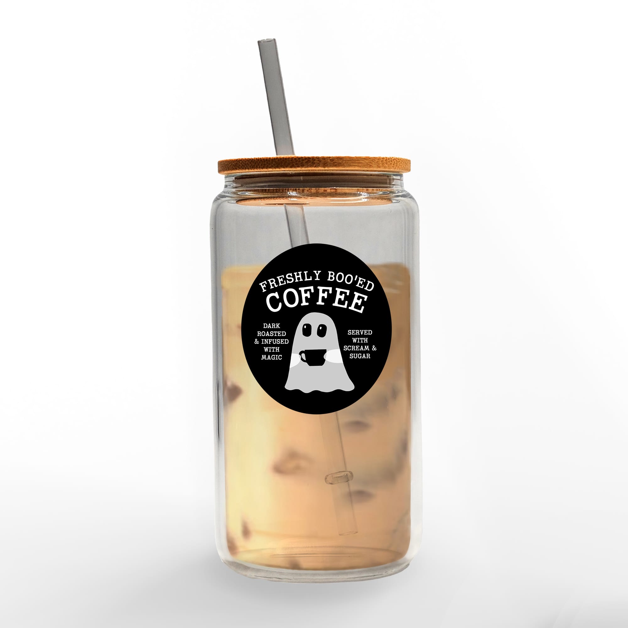 Freshly Boo&#x27;ed Coffee 16oz. Glass Can Cup