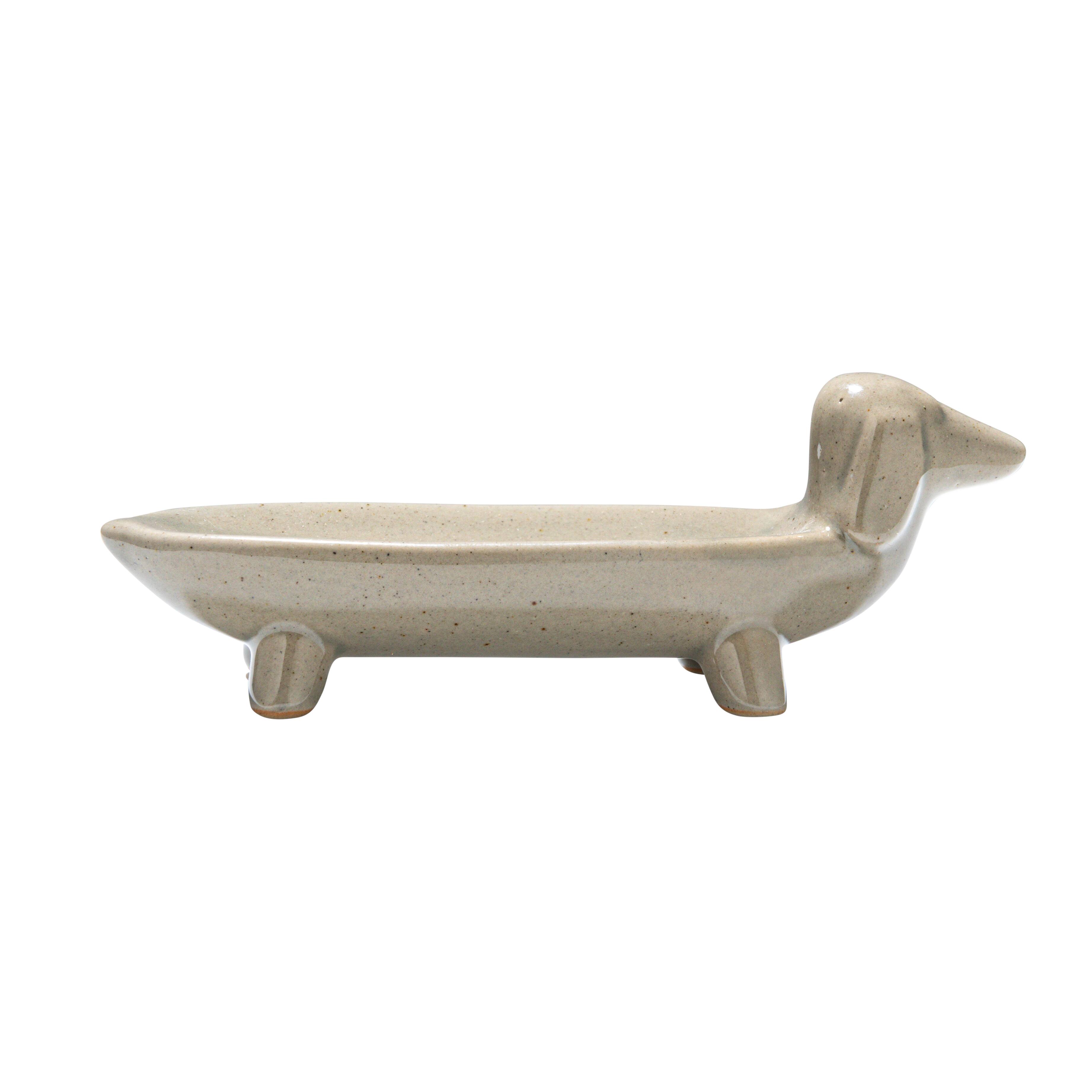 Hello Honey&#xAE; 5.5&#x22; Gray Ceramic Dog Dish