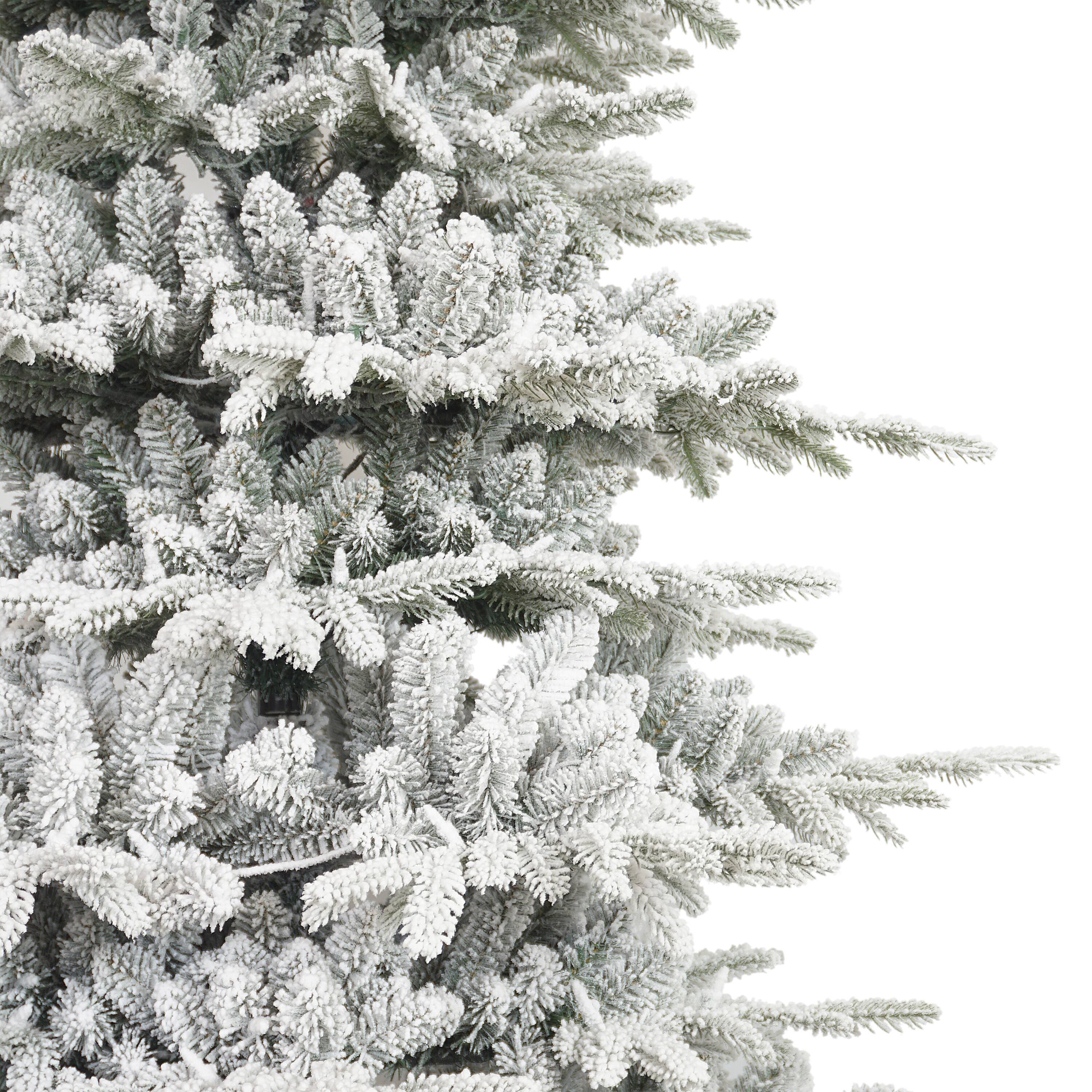 9ft. Pre-Lit Slim Flocked Artificial Utah Fir Tree, Multicolor Lights