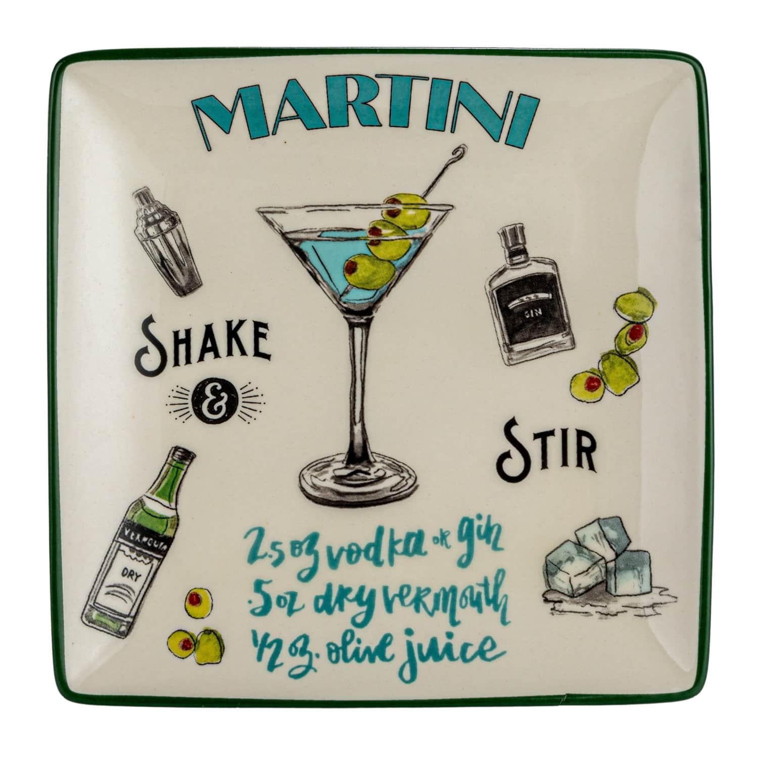 Hello Honey® 6" Cocktail Recipe Design Stoneware Plate Set