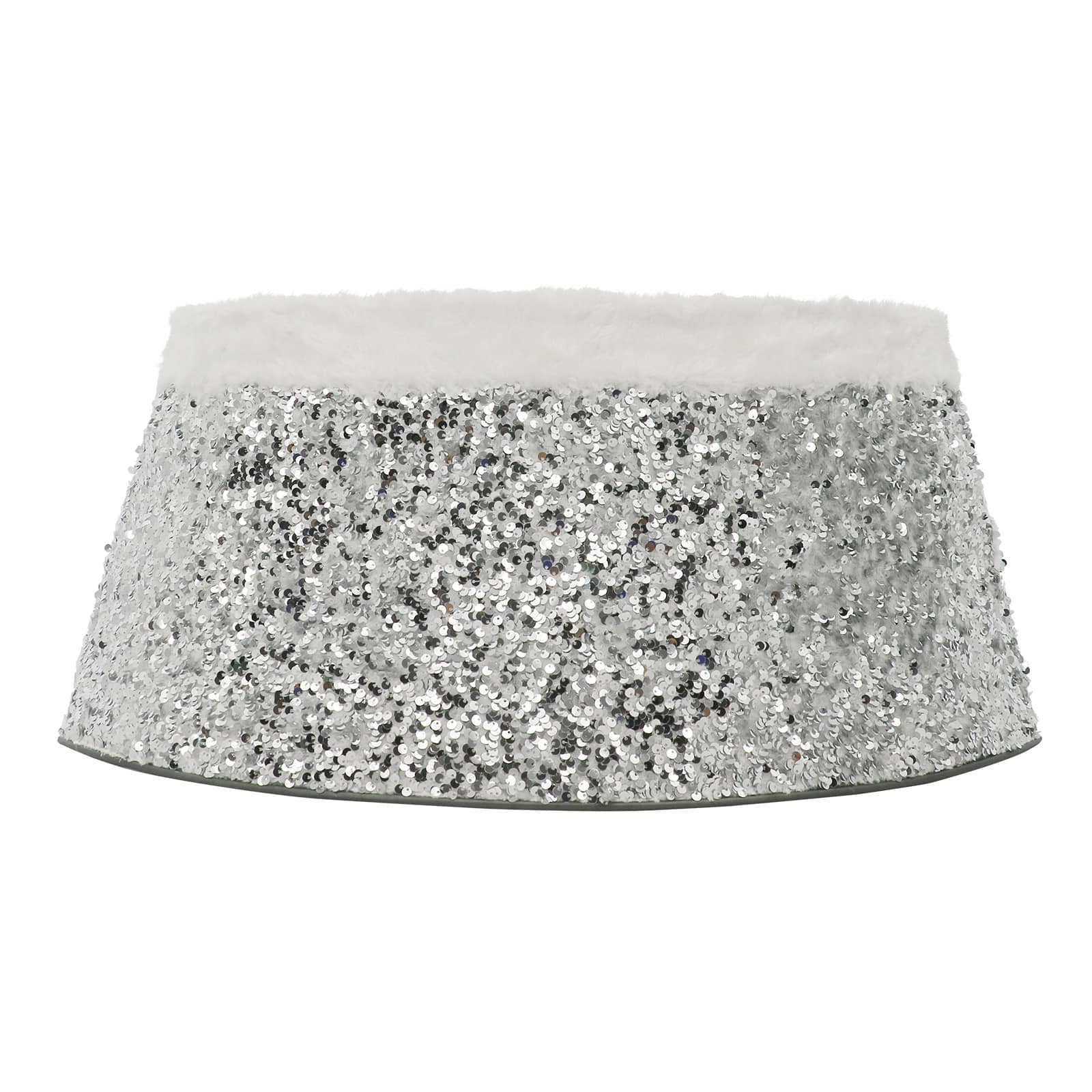 27&#x22; Silver Sequins &#x26; Faux Fur Tree Collar by Ashland&#xAE;