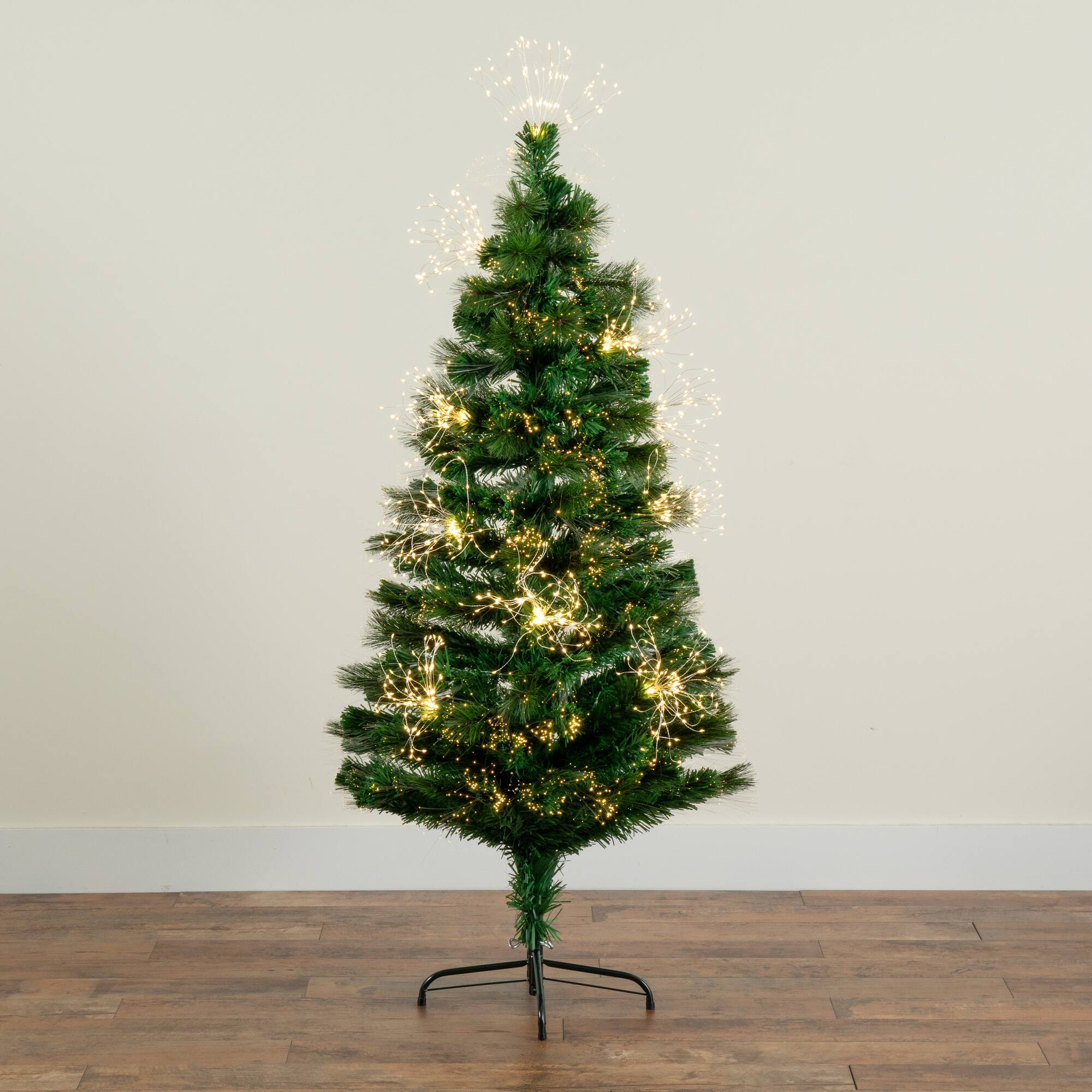 5ft. Fiber Optic Warm White LED Lights Pine Artificial Christmas Tree