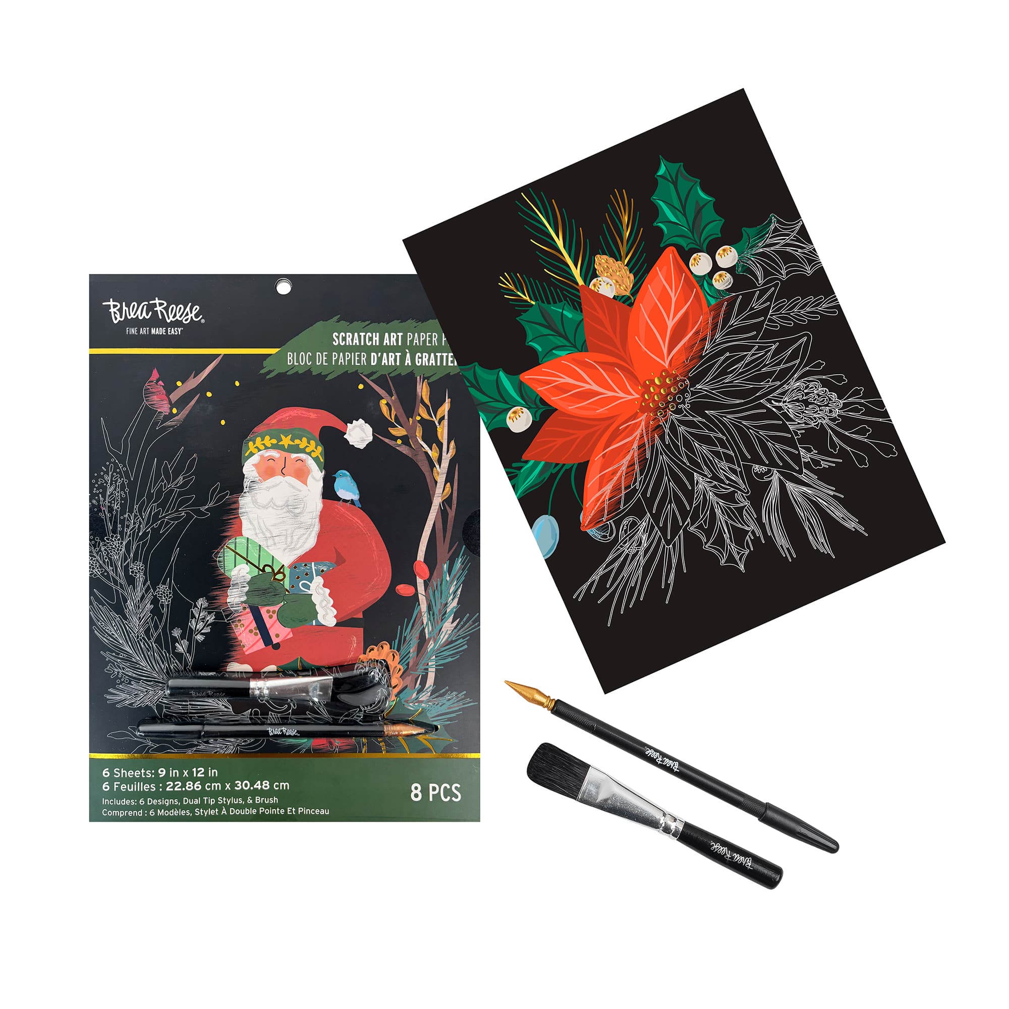 Brea Reese&#x2122; 9&#x22; x 12&#x22; Rustic Christmas Scratch Art Paper Pad