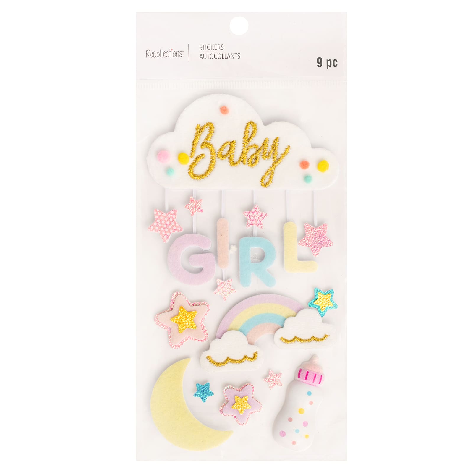 12 Pack: Baby Girl Cloud Dimensional Stickers by Recollections™